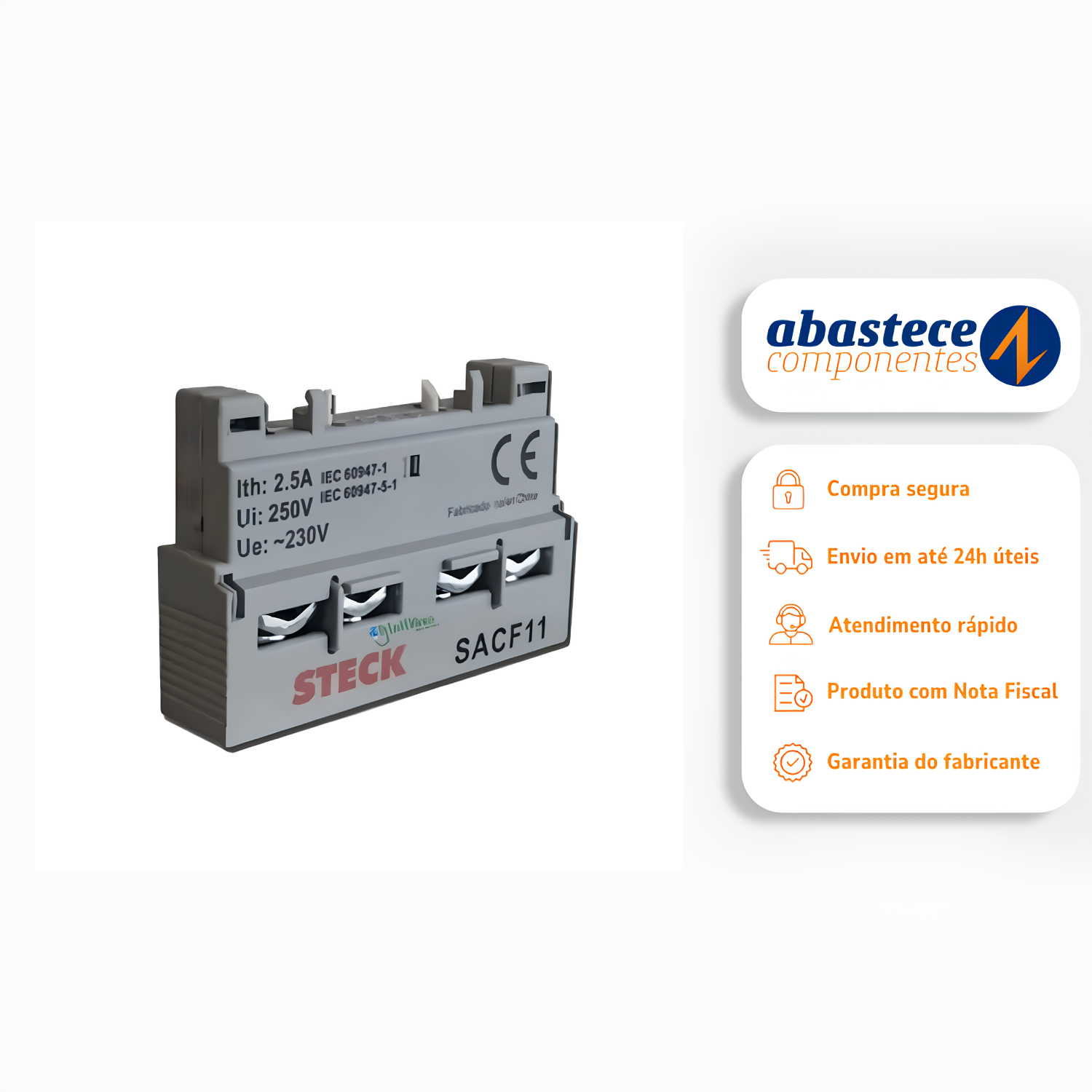 Contato Bloco Auxiliar Frontal 1NA+1NF SACF11 Steck