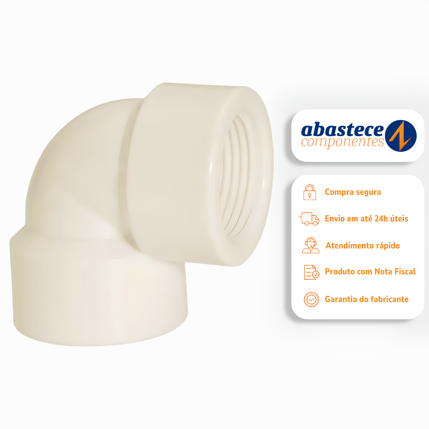 Joelho 90° Roscável Esgoto Série Normal 3/4" Pvc Branco 11669 Amanco