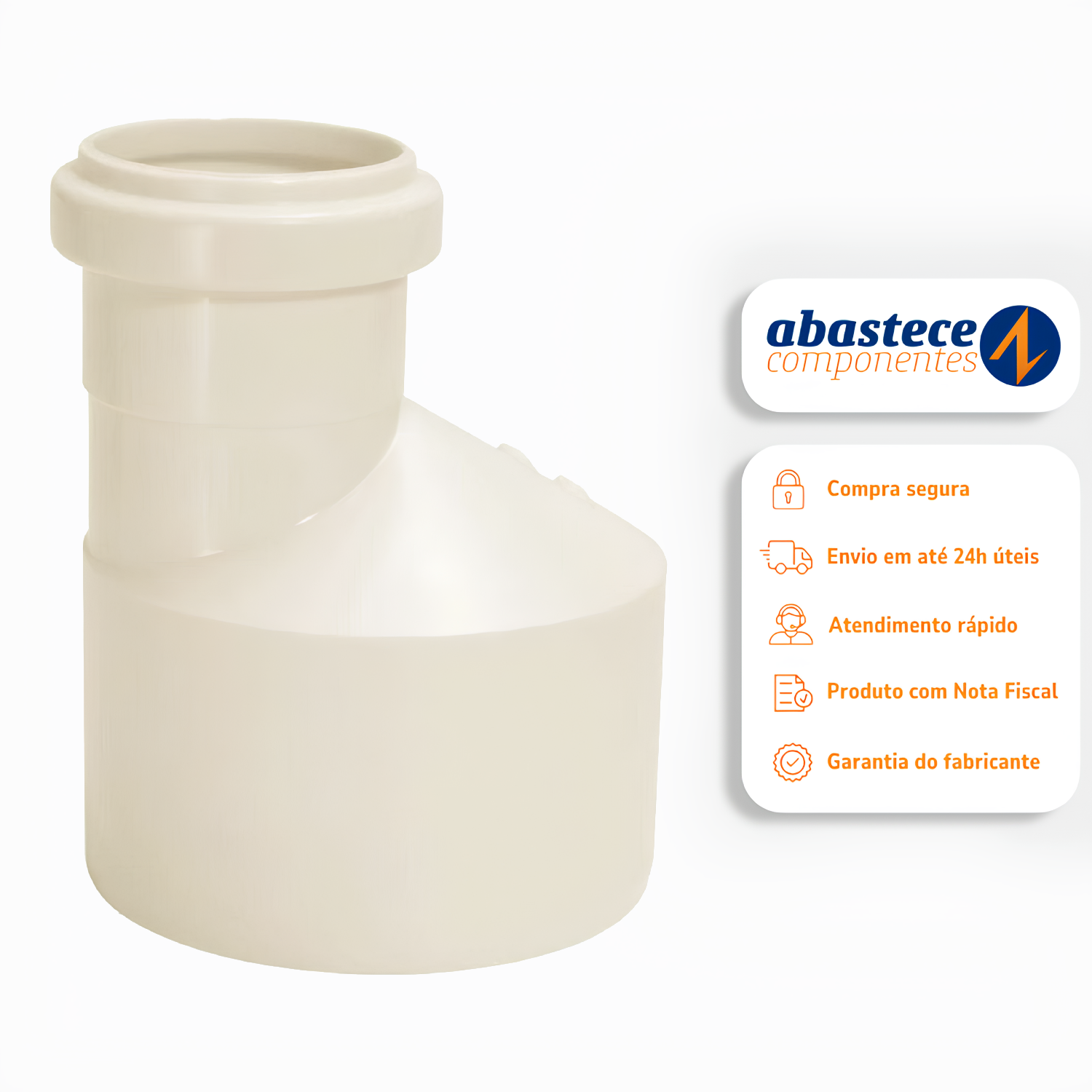 Redução Excêntrica Esgoto Série Normal DN75 x 50mm Pvc Branco 14154 Amanco