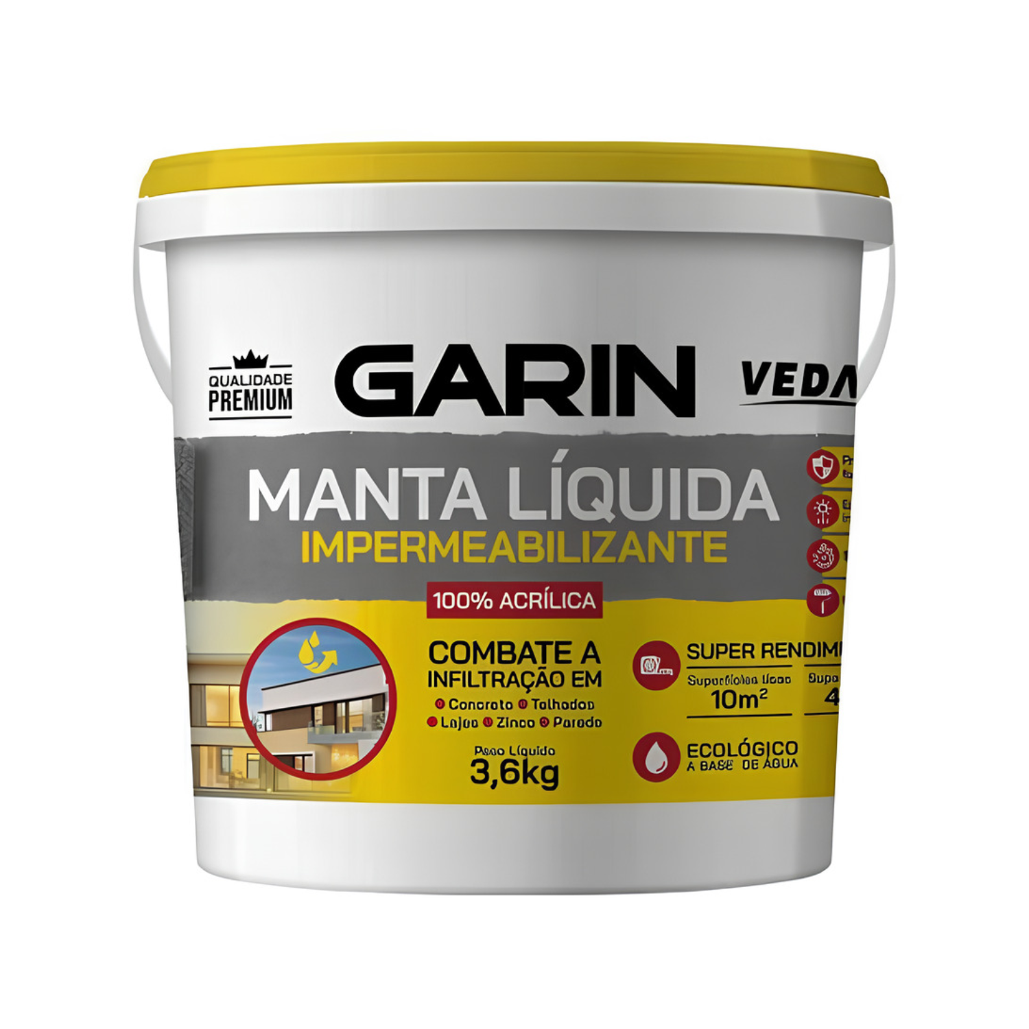 Manta Liquida Concreto 3,6Kg Cinza Garin