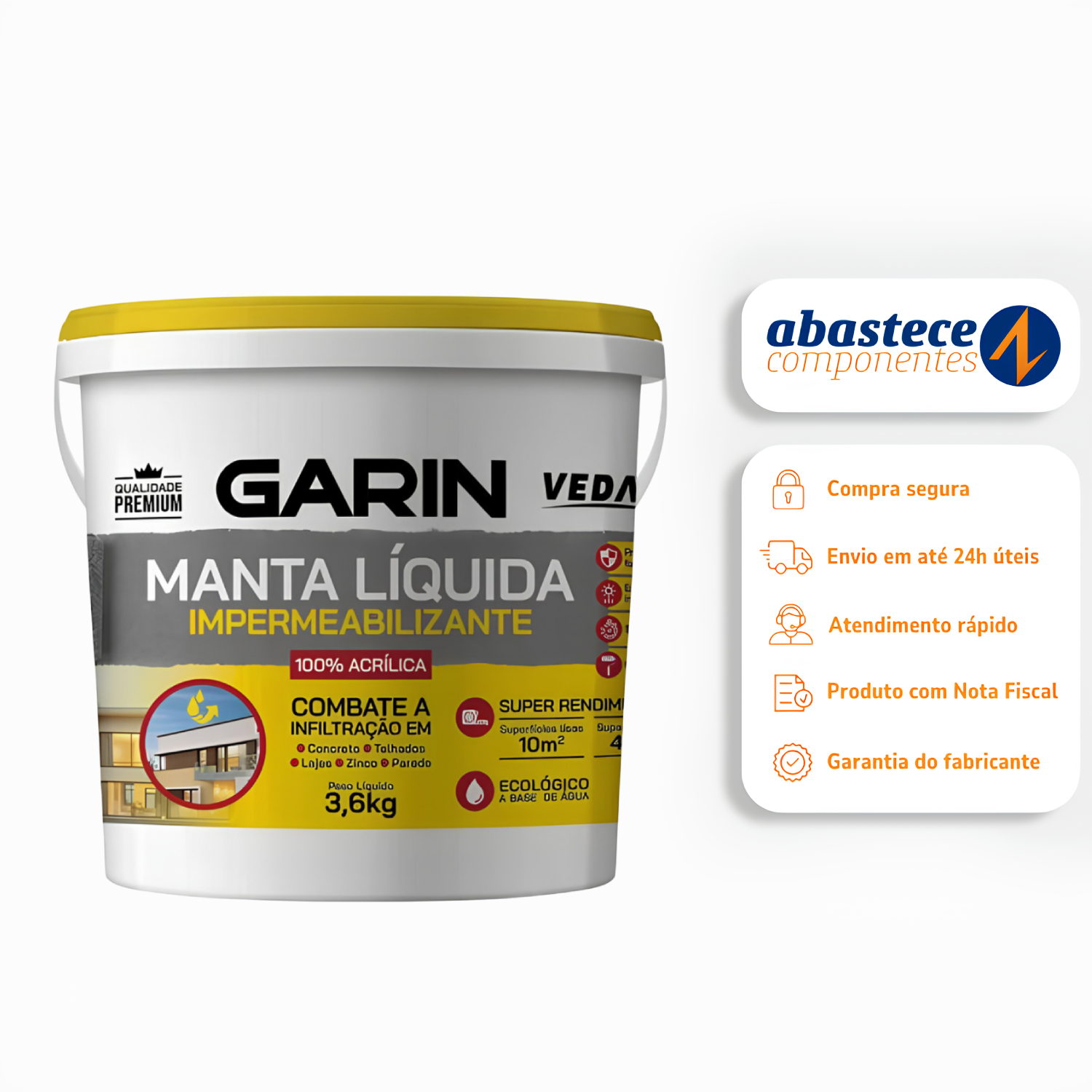 Manta Liquida Concreto 3,6Kg Branco Garin