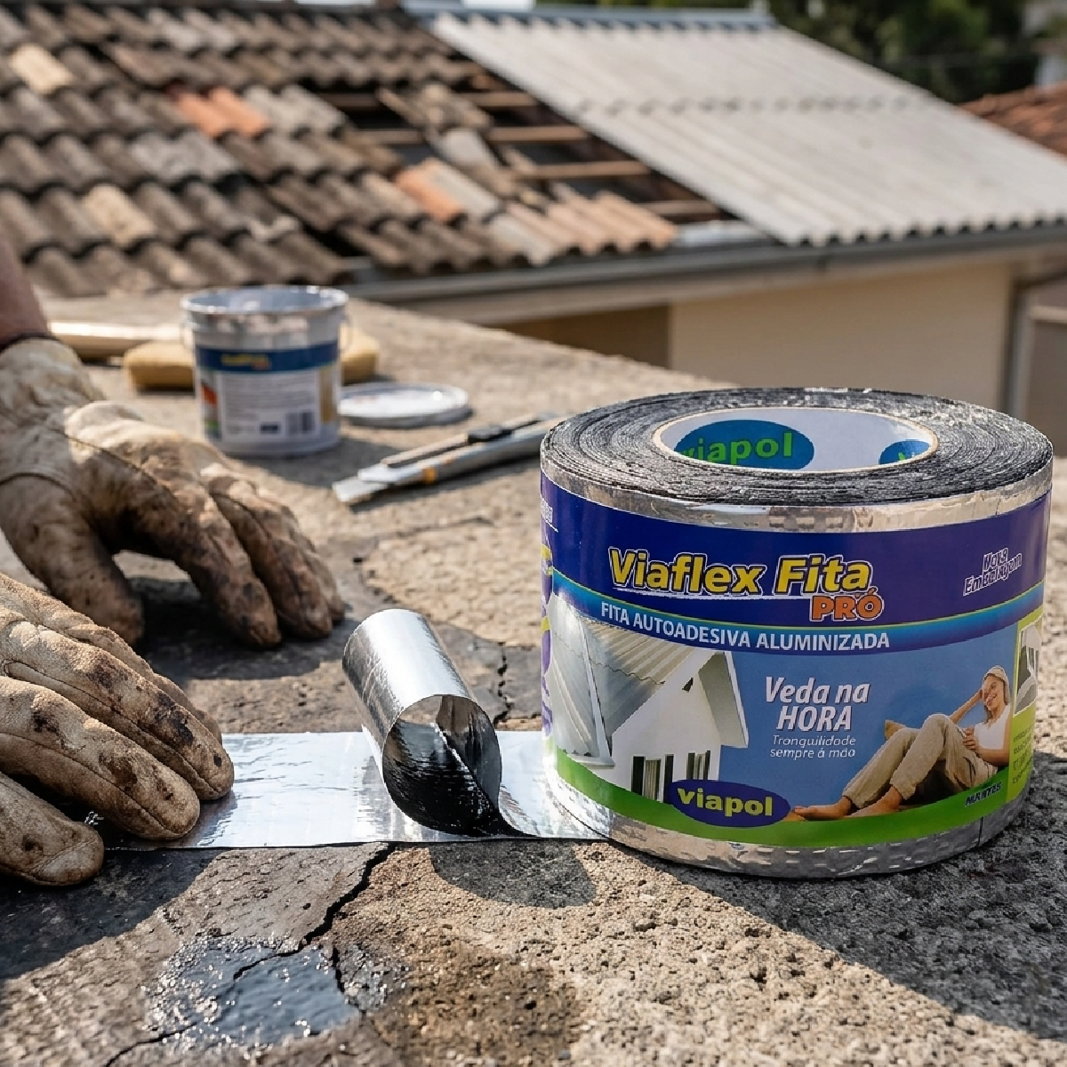 Manta Asfáltica Aluminizada 10cm x 10mt V0616251 Viapol