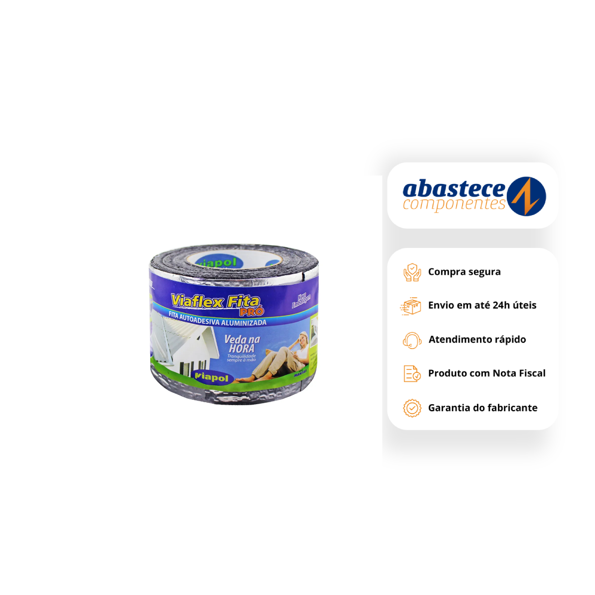 Manta Asfáltica Aluminizada 10cm x 10mt V0616251 Viapol