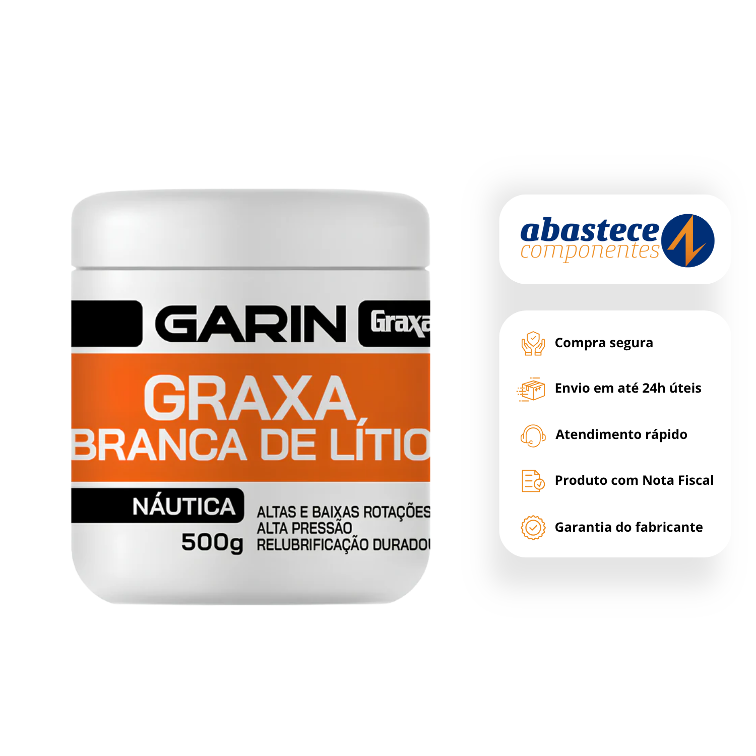Graxa Branca De Lítio 500G LGLB-500 Garin