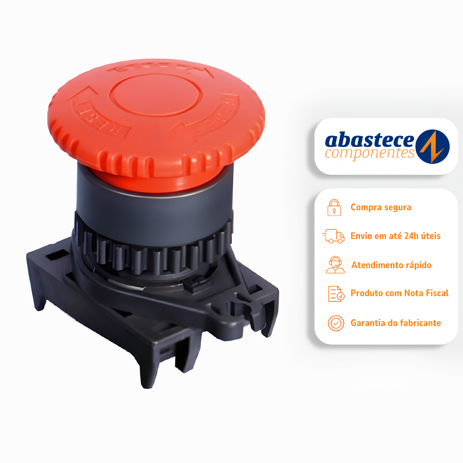 Painel Botao Emergencia Cogumelo 22X40mm Vermelho IP65