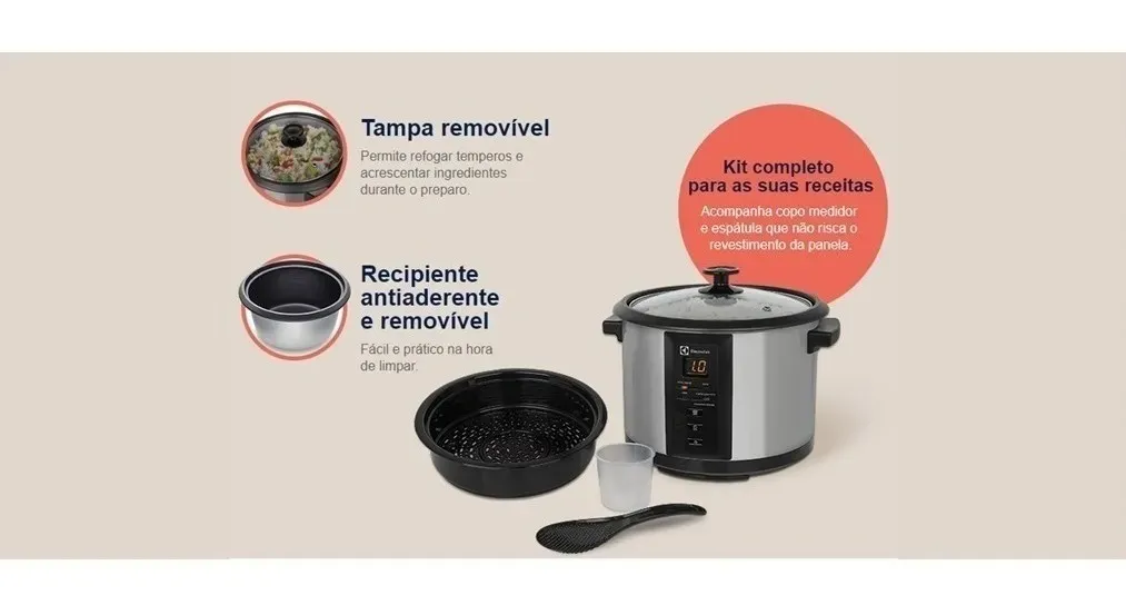 PANELA DE ARROZ ELÉTRICA ELECTROLUX 1,8L ECC20 ORIGINAL