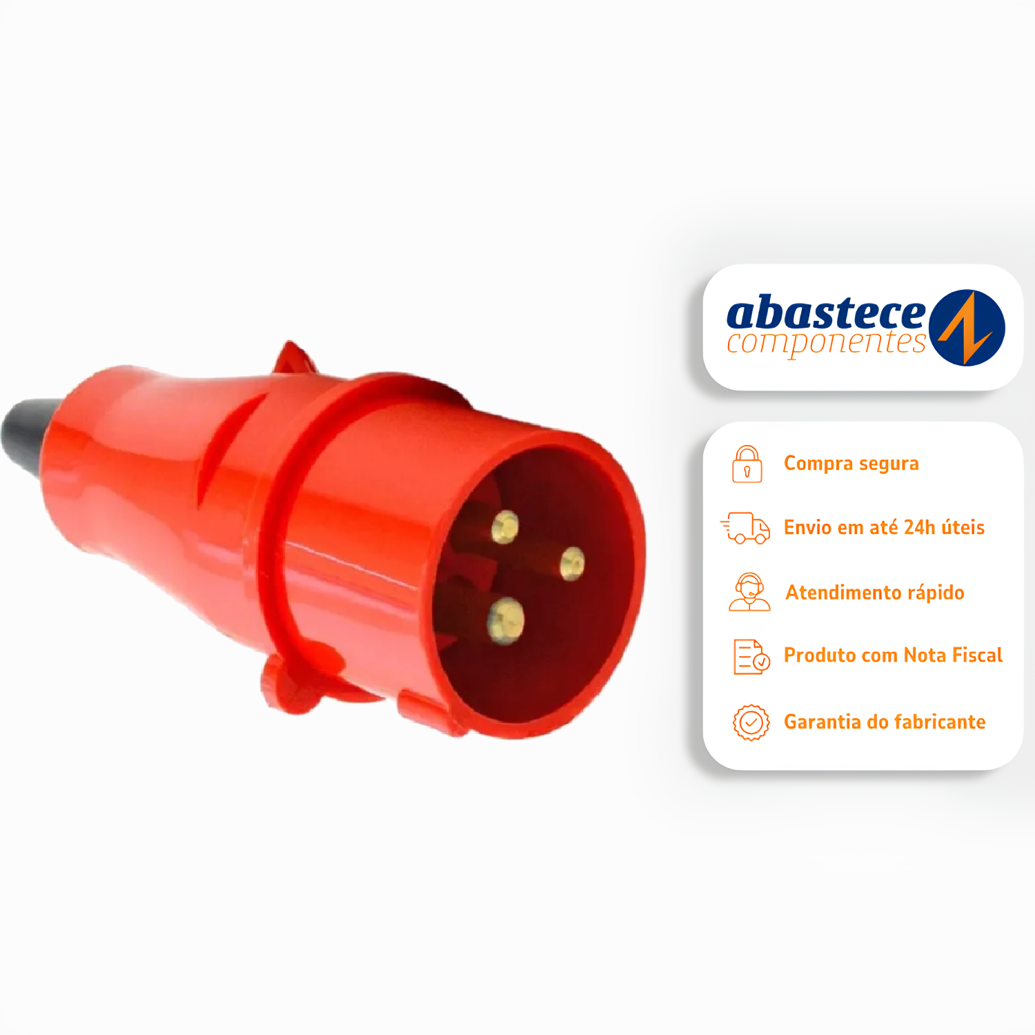 Plug 2P+T 32A 380/440V N3279 Vermelho 9H Newkon Steck