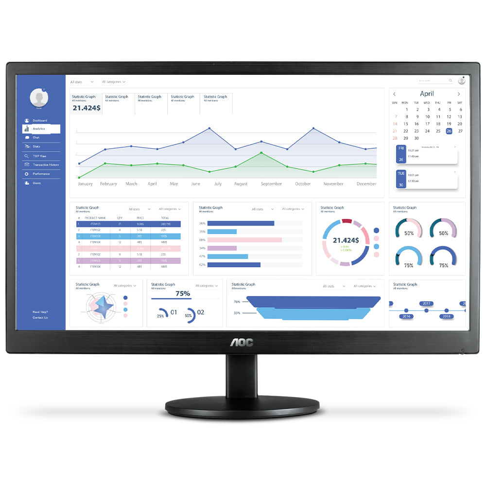 Monitor Led 22" Hdmi E Vga E2270swhen 60Hz Full Hd 5Ms Aoc