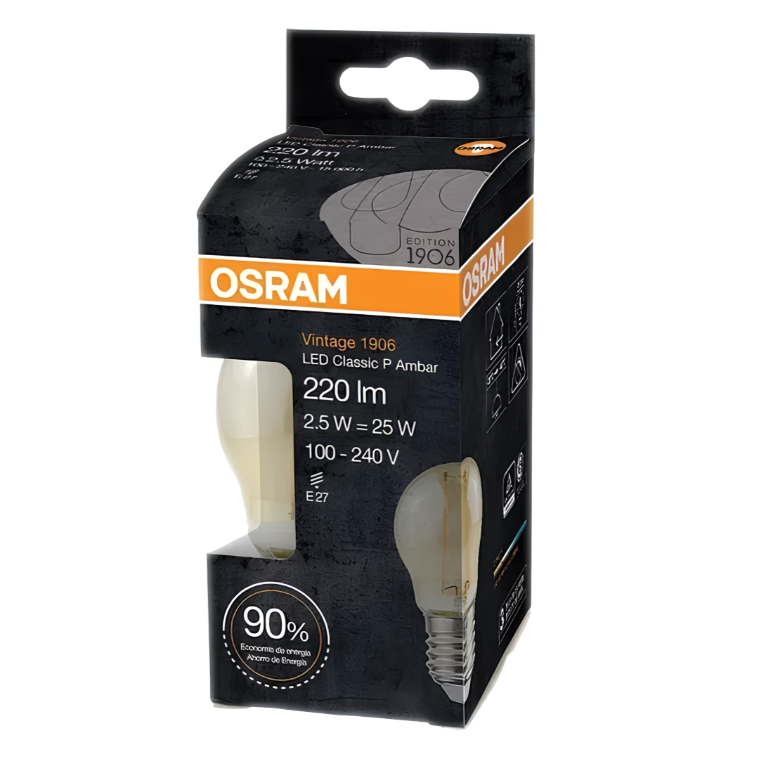 Lampada Led Bolinha Filamento 2,5W 2500K 220Lm Bivolt E27 Osram
