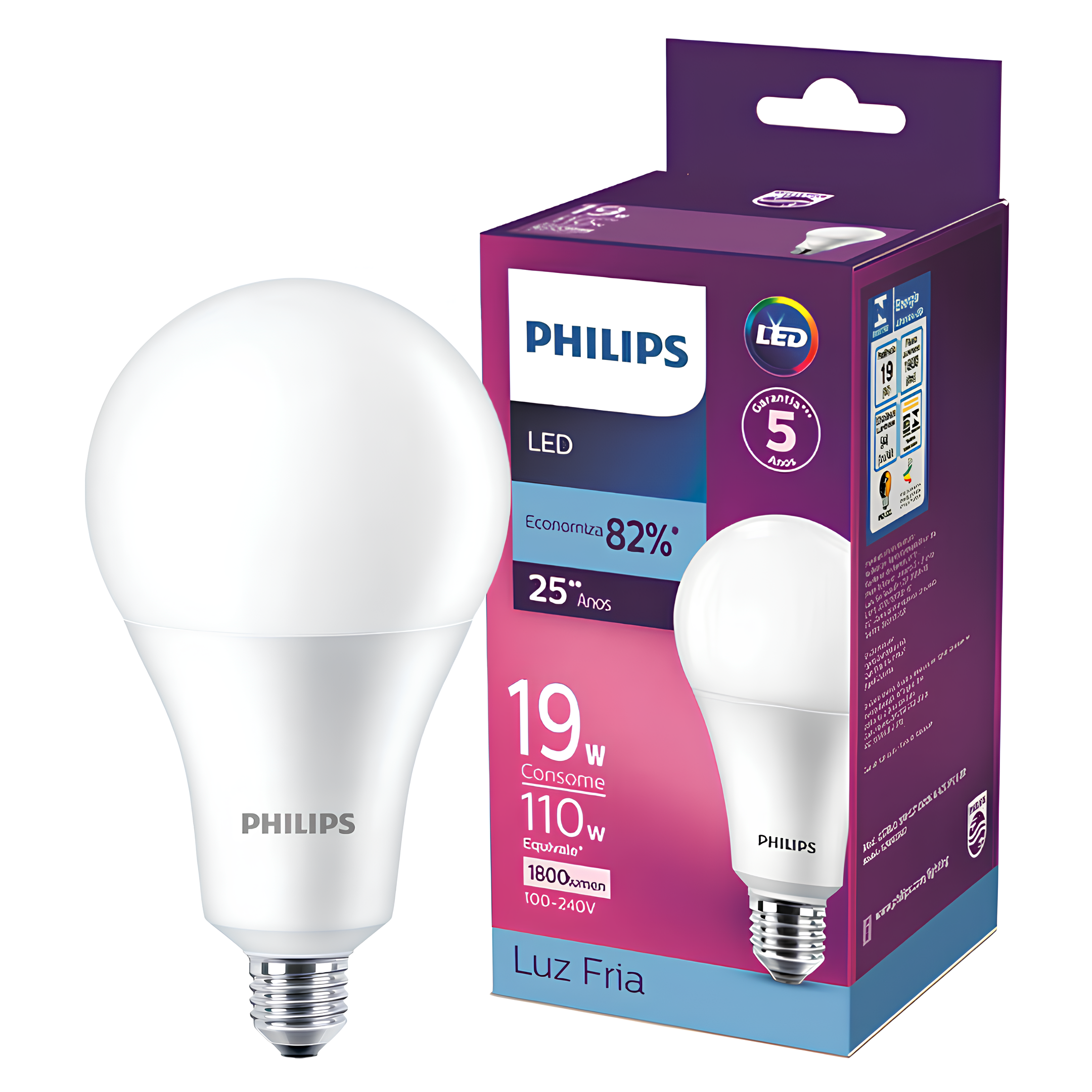 Lampada Led Bulbo 19W 6500K 1800Lm 150° Bivolt E27 Philips