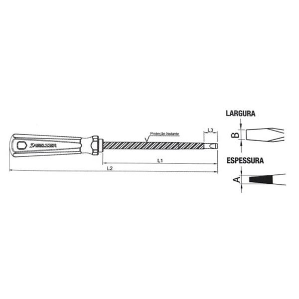 Chave Fenda Isolada Industrial 1/8X3.1/8" 227101Bn Belzer