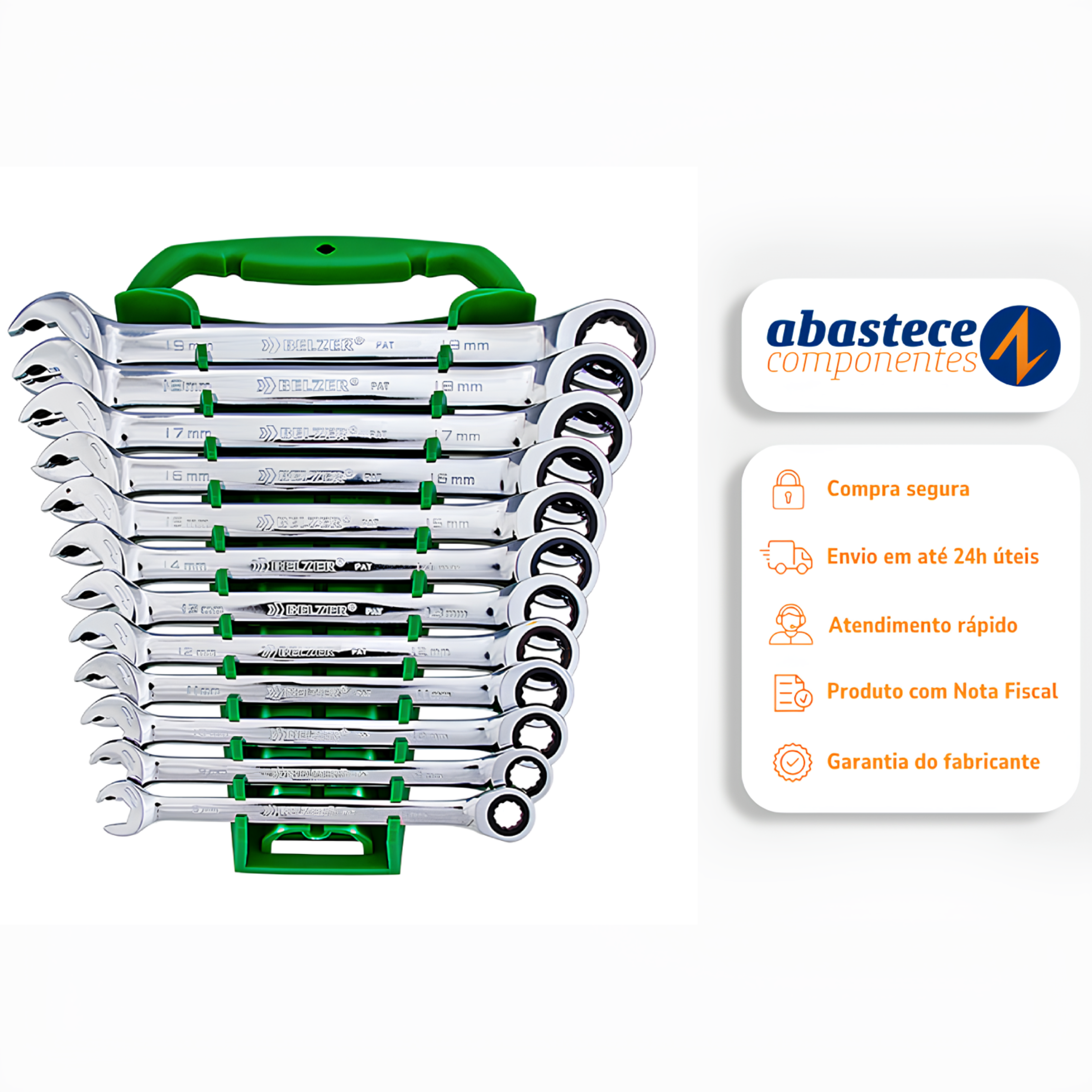 Chave Combinada Catraca 12 Peças de 8 a 19mm 85597BJ Belzer