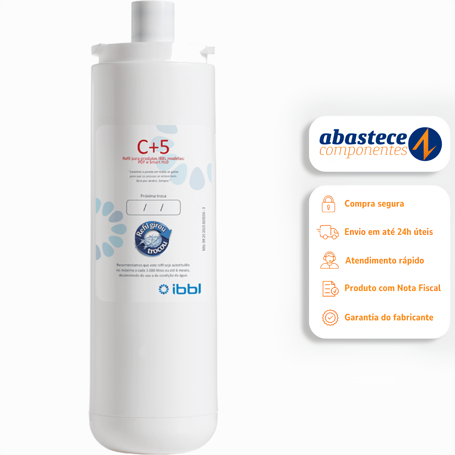 Refil para Filtro Purificador de Água Girou Trocou IBBL C+3