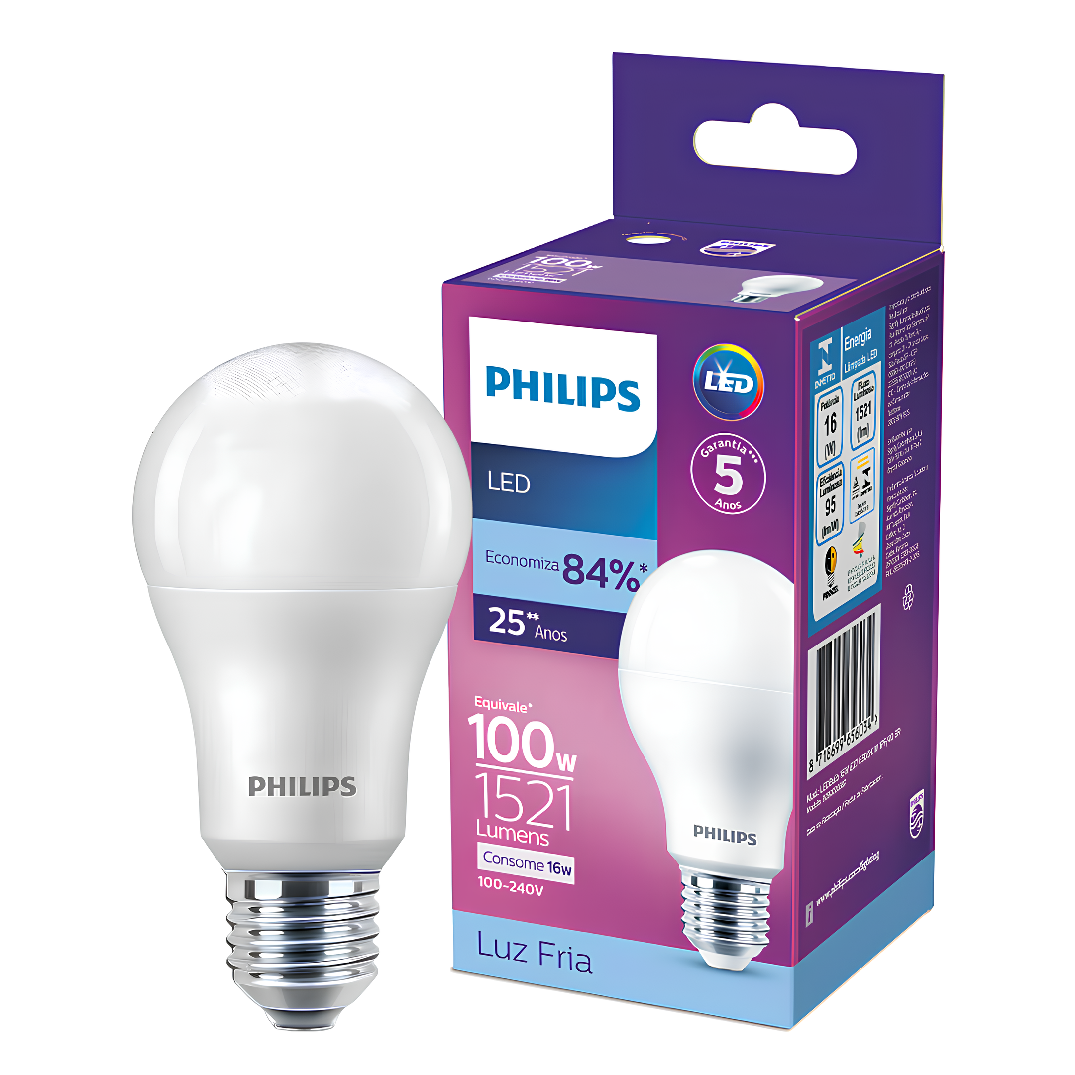 Lampada Led Bulbo 16W 1521Lm 180° Bivolt E27 Philips