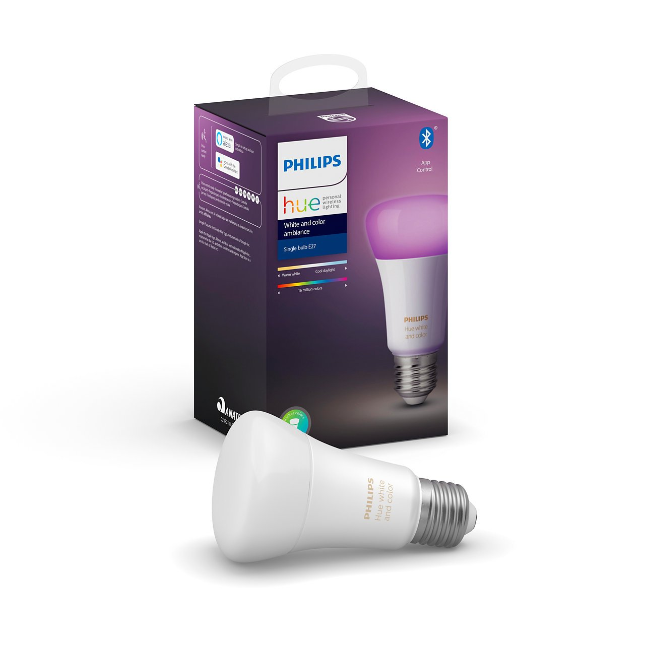 Philips Hue Lampada Led Bulbo Inteligente 9W Rgb 806Lm Ip20 E27 V1 Philips Hue Lampada Led Bulbo Inteligente 9W Rgb 806Lm Ip20 E27 V1