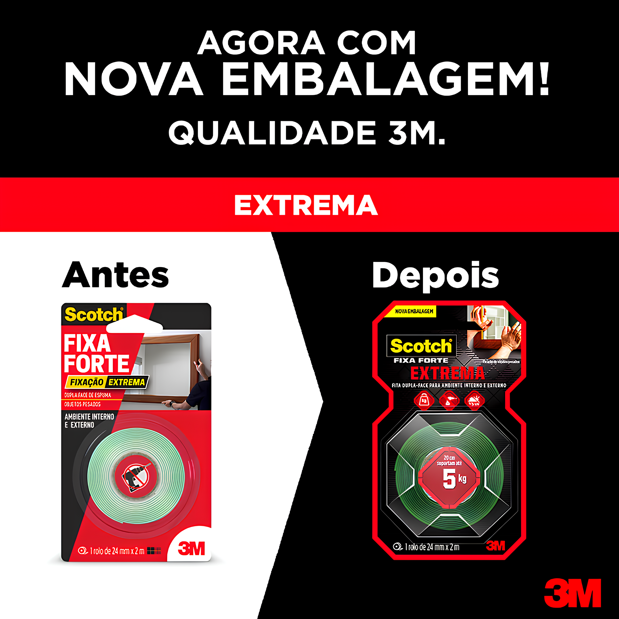 Fita Dupla Face Fixa Forte Extreme 24MM x 2M 5Kg 3M