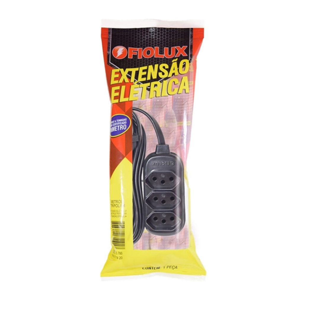 Extensão Elétrica Tripolar 3M 3 Tomadas 2P+T 10A Bivolt Fiolux