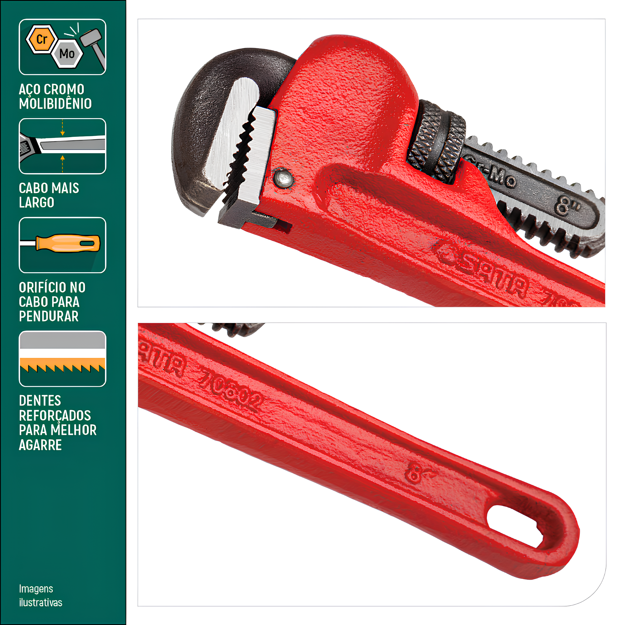 Chave Grifo Heavy Duty Vermelho De 18" ST70806ST Sata