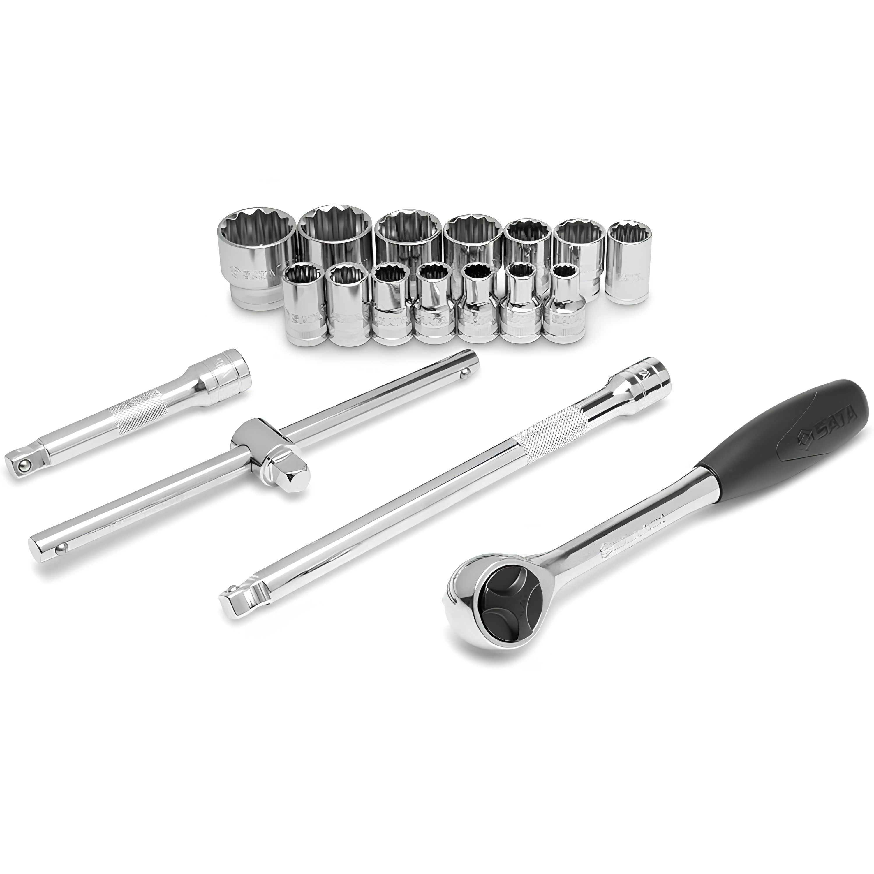 Jogo De Soquetes Estriados 1/2 Pol 18 Peças St09203sj Sata