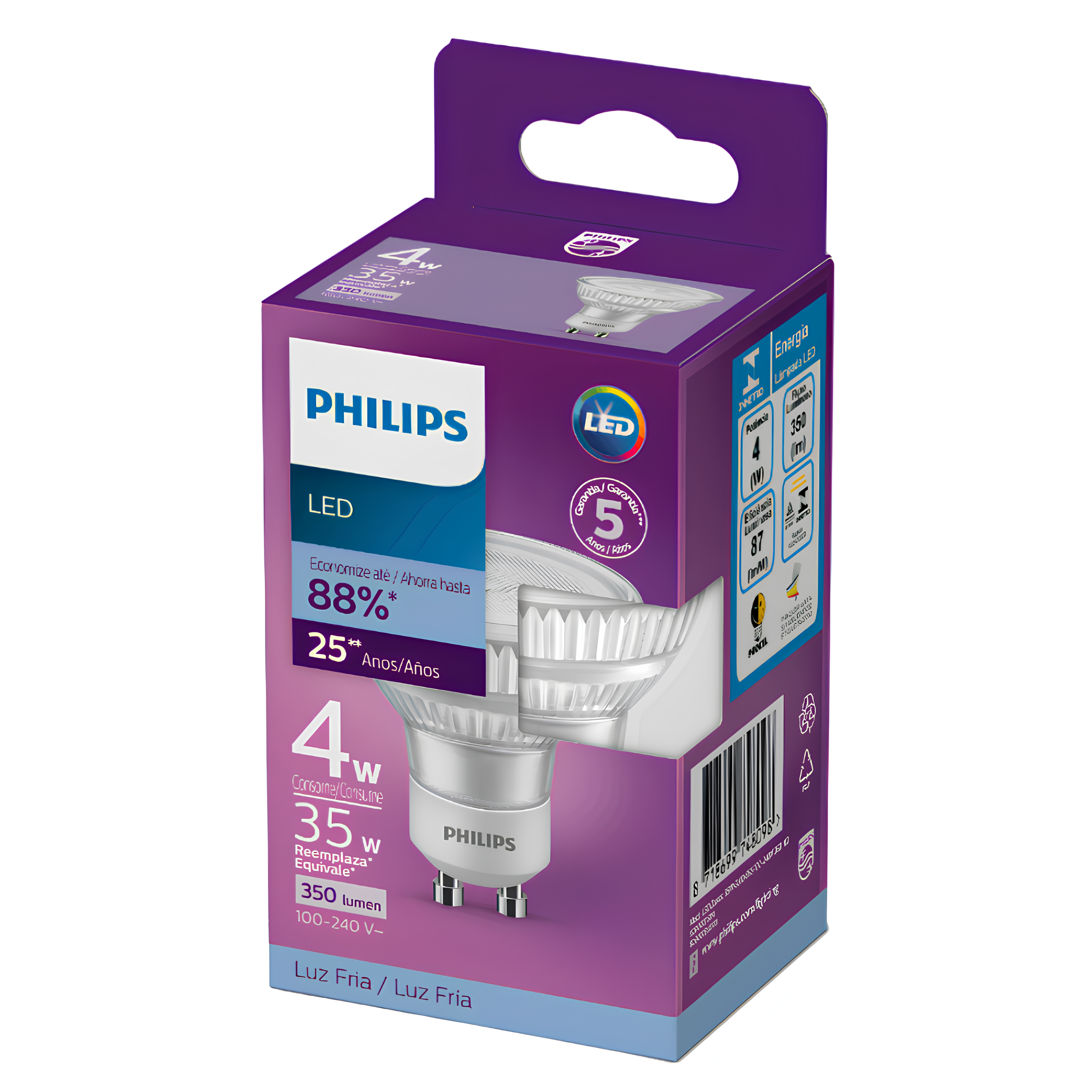 Lampada Led Dicroica Par16 Irc80 4W 350Lm 36° Ip20 Bivolt Gu10 Philips