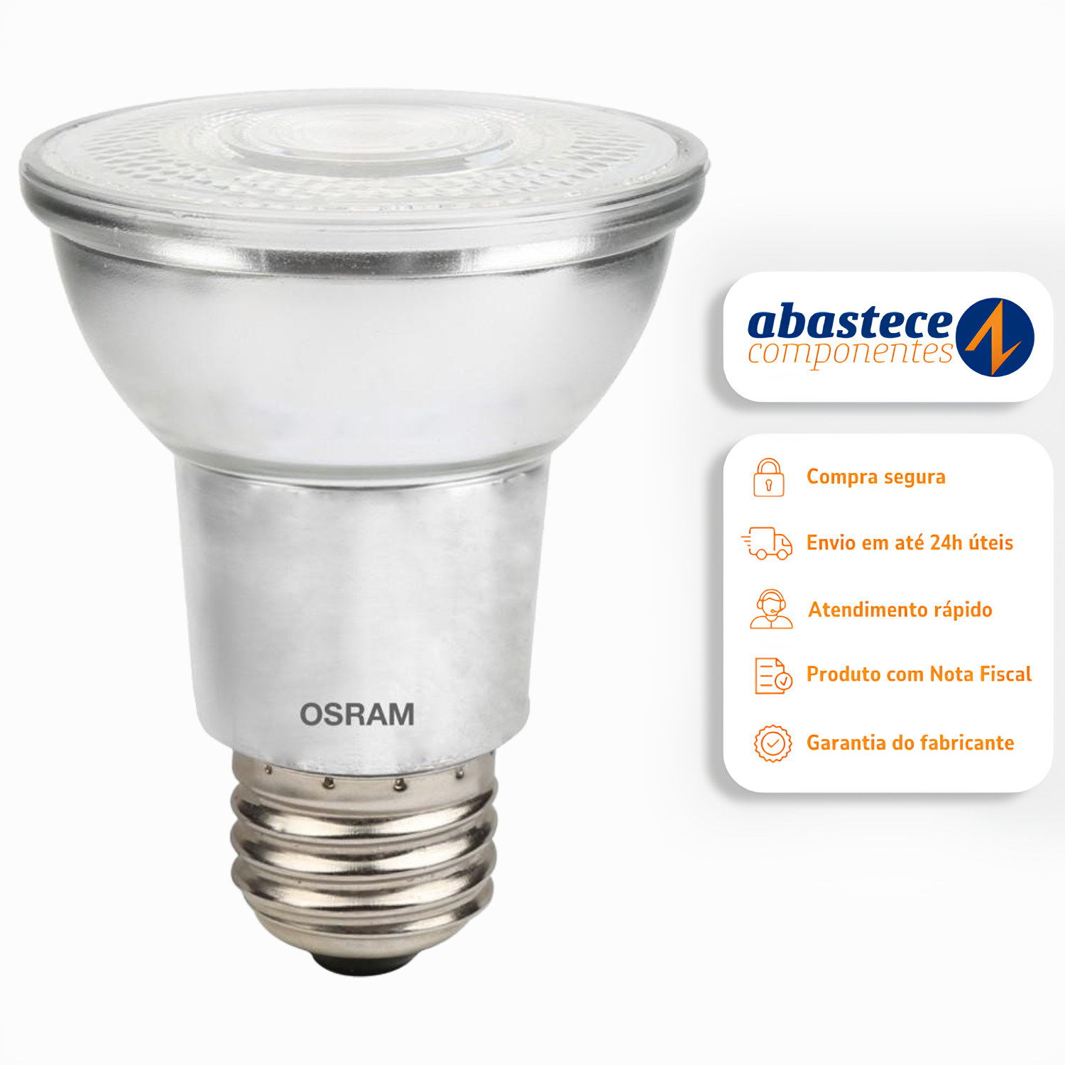 Lampada Led Par20 7W 3000K 525Lm 25° Ip65 Bivolt E27 Osram