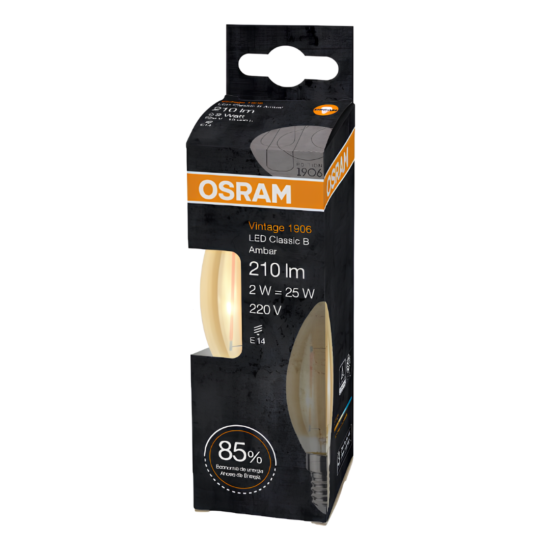Lampada Led Vela Filamento Vintage 2W 2500K 210Lm E14 Osram