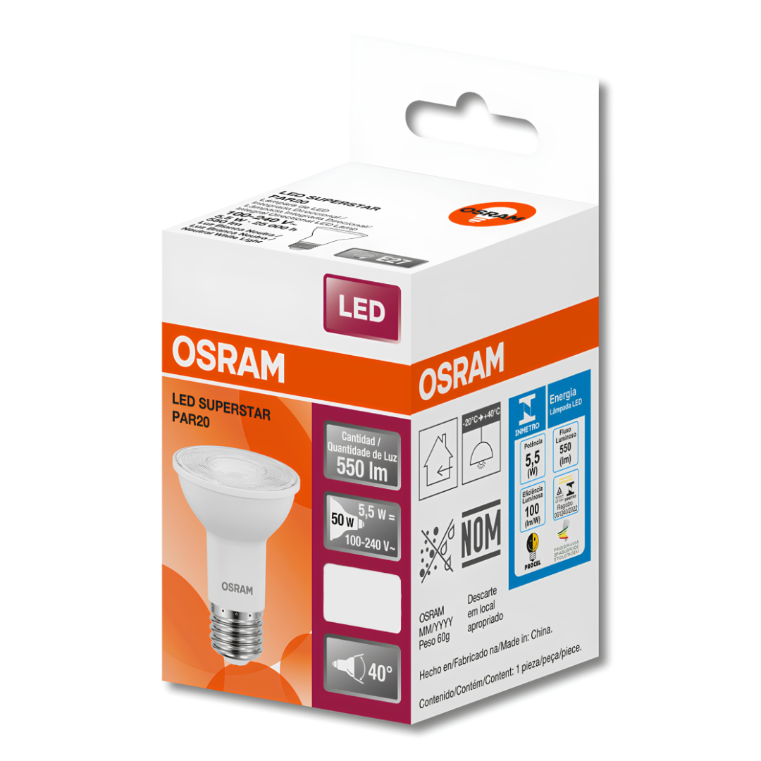 Lampada Led Par20 5,5W 40° Ip20 Bivolt E27 G4 Osram