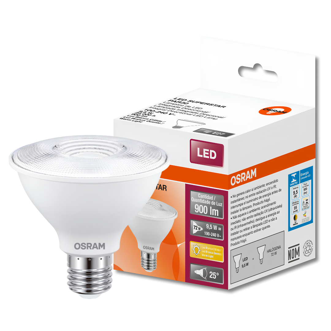 Lampada Led Par30 9,5W 900Lm 25° Ip20 Bivolt E27 Osram