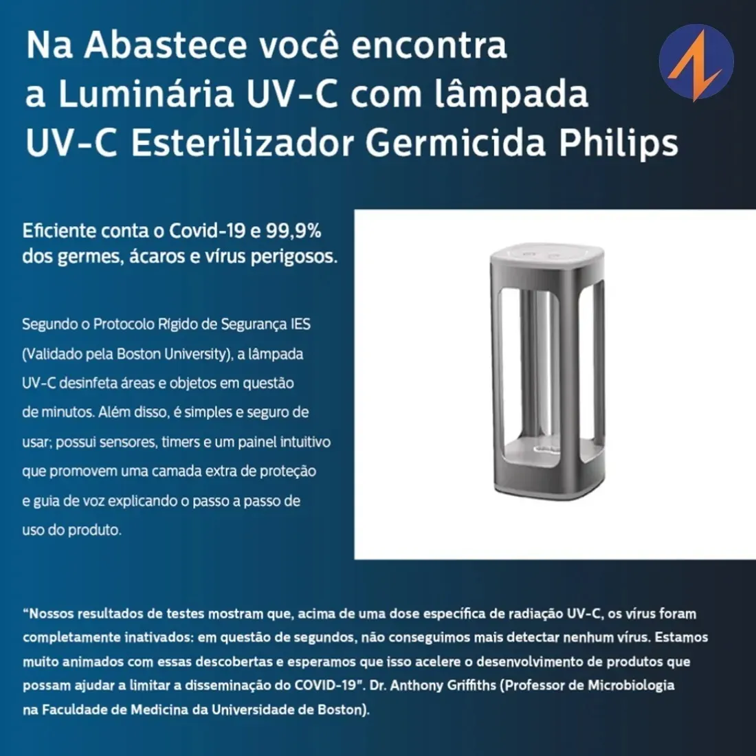 Luminaria De Mesa UV-C De Desinfecção Germicida 24W Philips