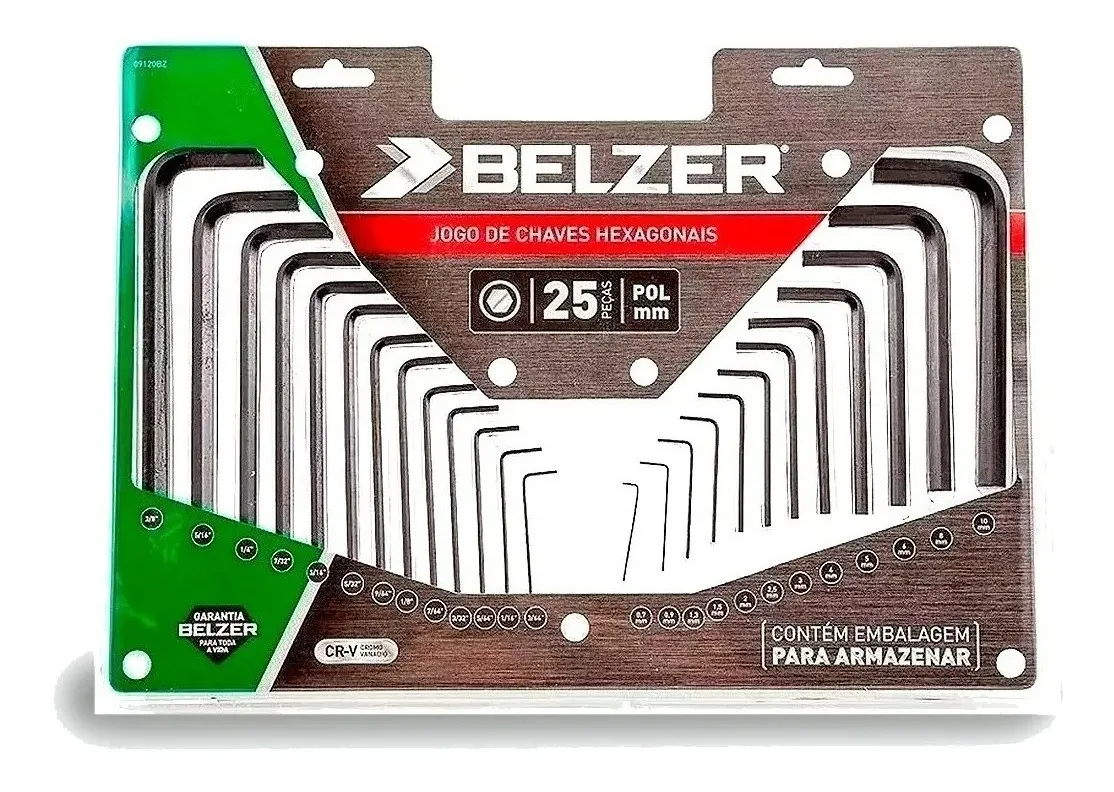 Jogo De Chave Allen Hexagonal 25 Peças 09120Bz Belzer