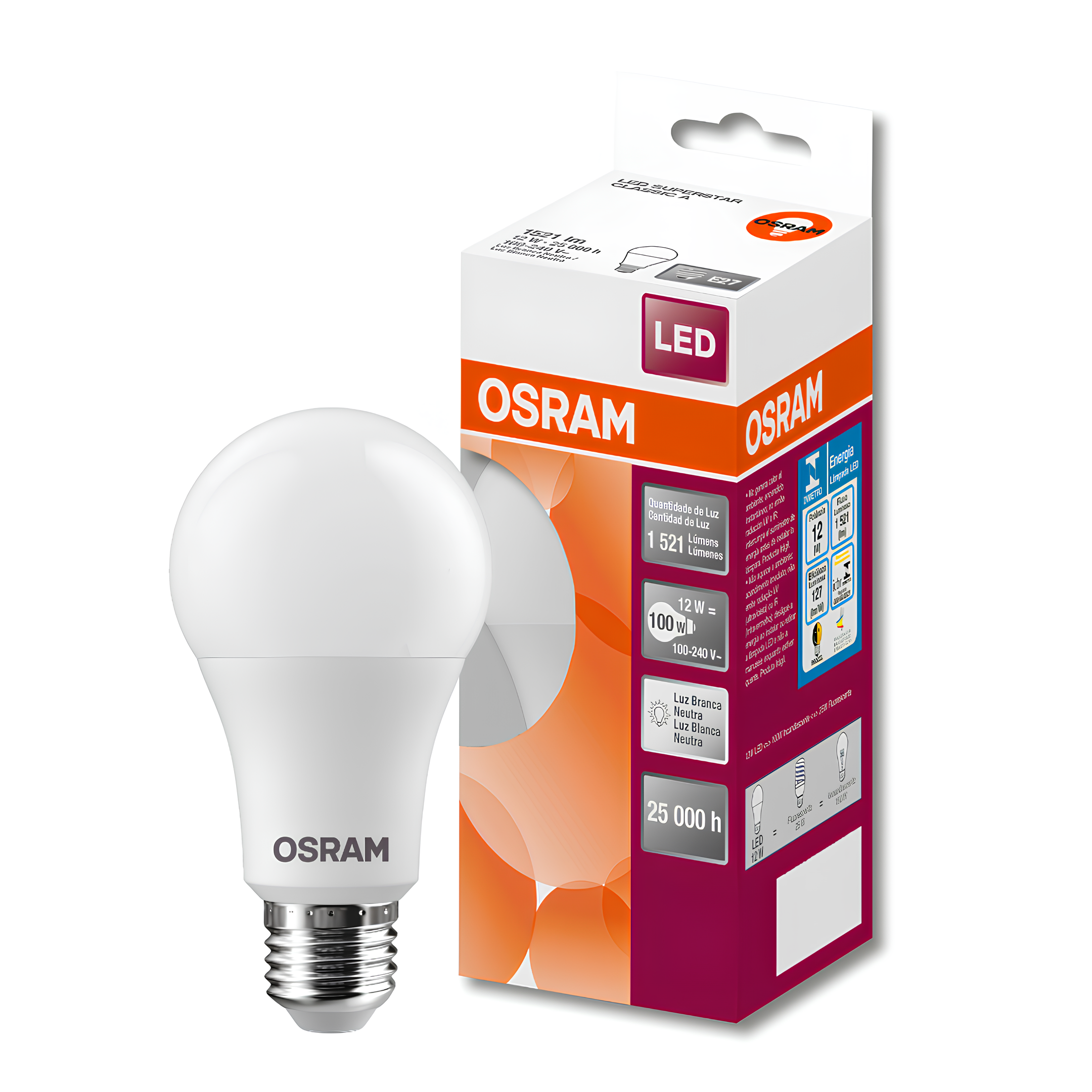 Lampada Led Bulbo 12W 1521Lm 170° Bivolt E27 Osram