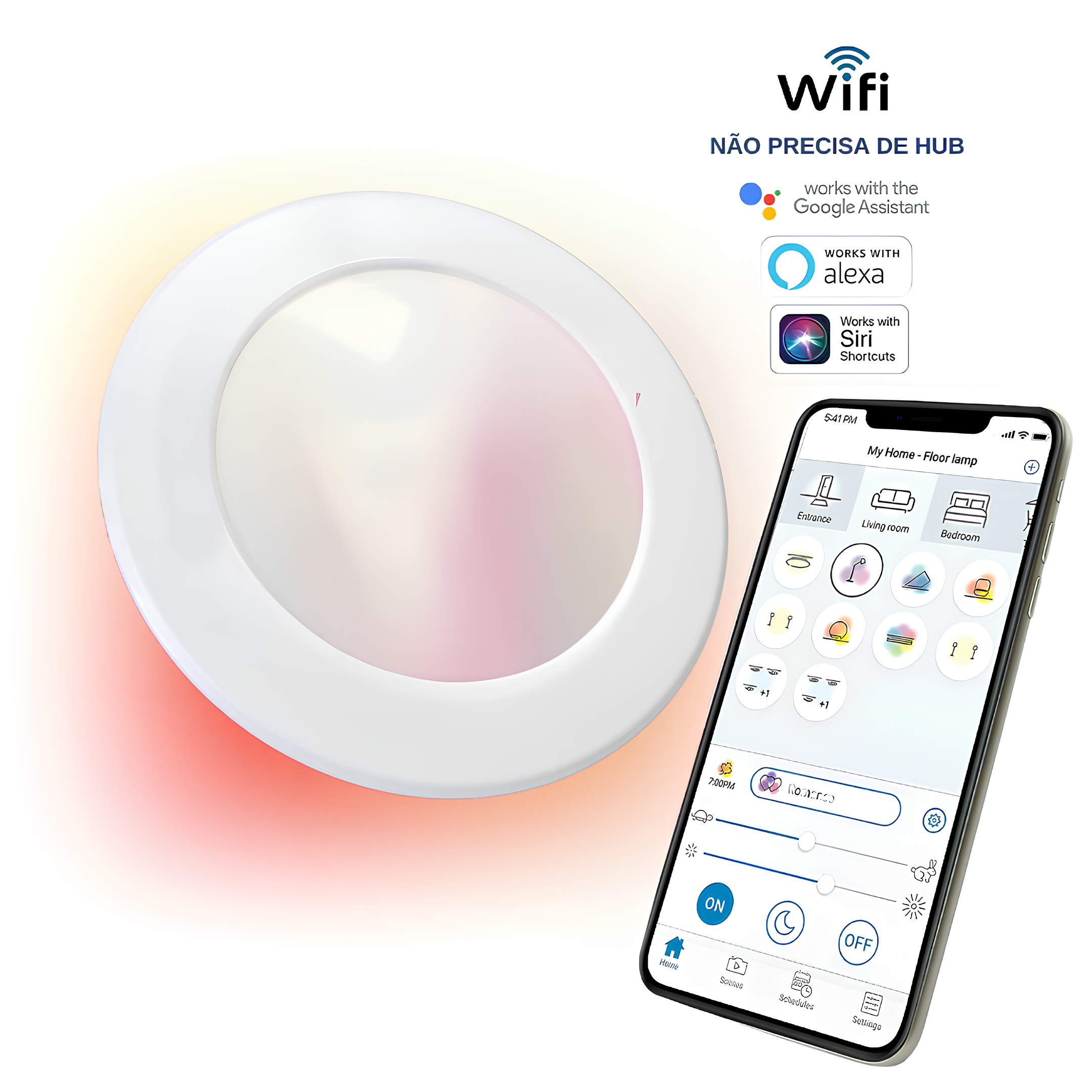 Painel Smart Embutir Inteligente 19cm Led Wifi Rgb 110V WiZ
