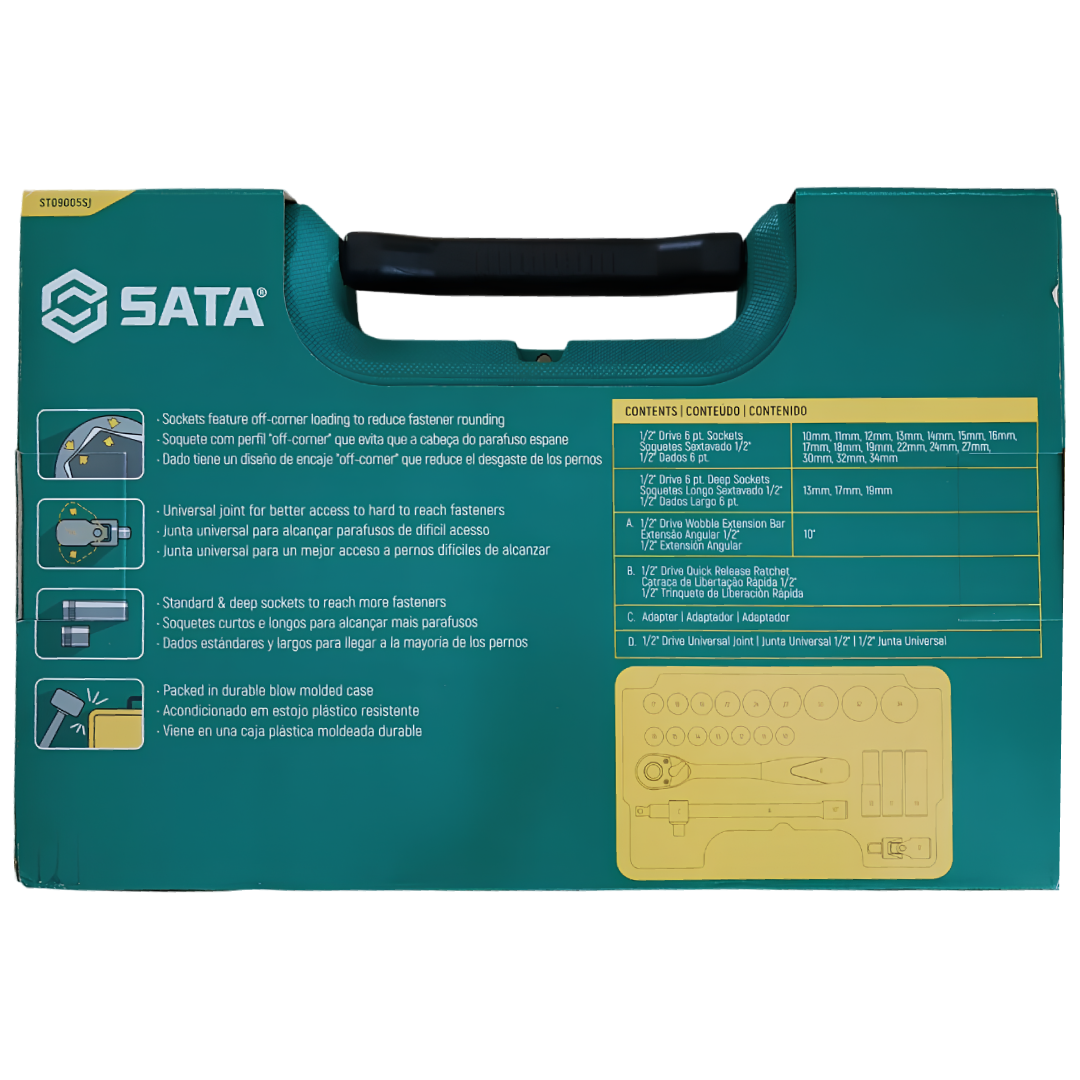Jogo Soquetes Sextavados De 1/2" Pol 23Pçs St09005sj Sata