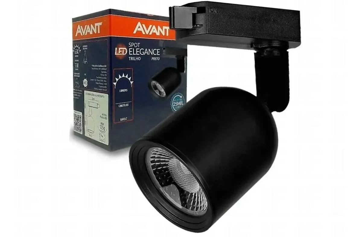 Spot Led Trilho Eletrificado Elegance Preto 12w 6500K Avant