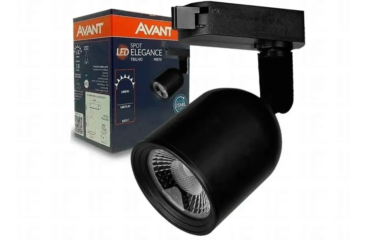 SPOT TRILHO LED ELEGANCE PRETO 30W 3000K BIVOLT AVANT