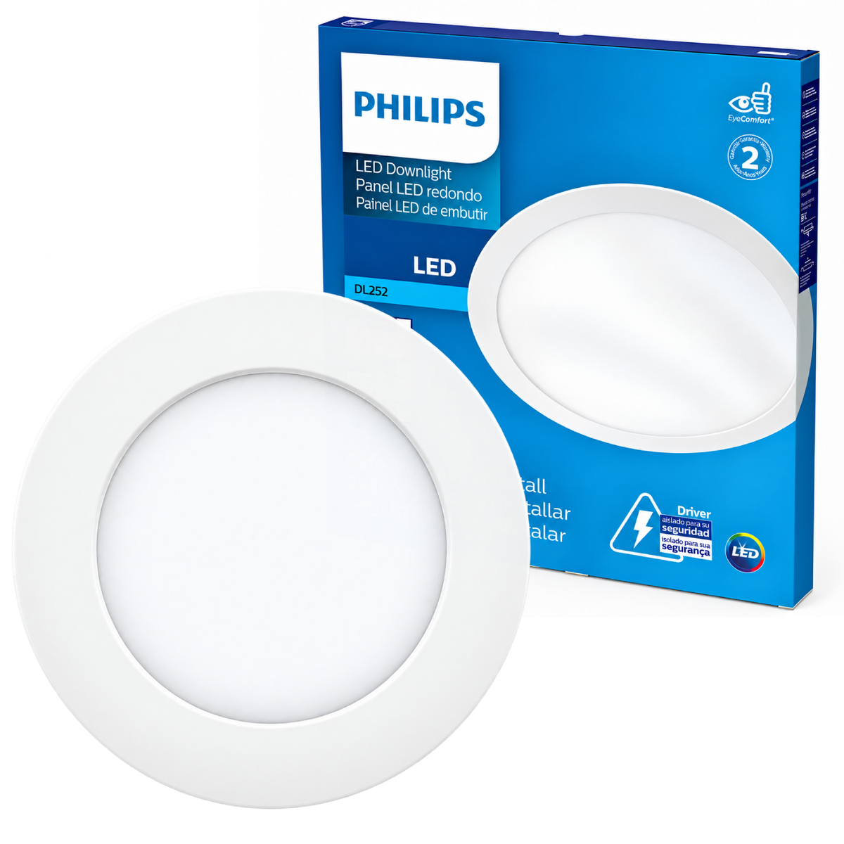 Luminária Led Redonda Embutir 12W 900Lm 17Cm Bivolt Dl252 Philips