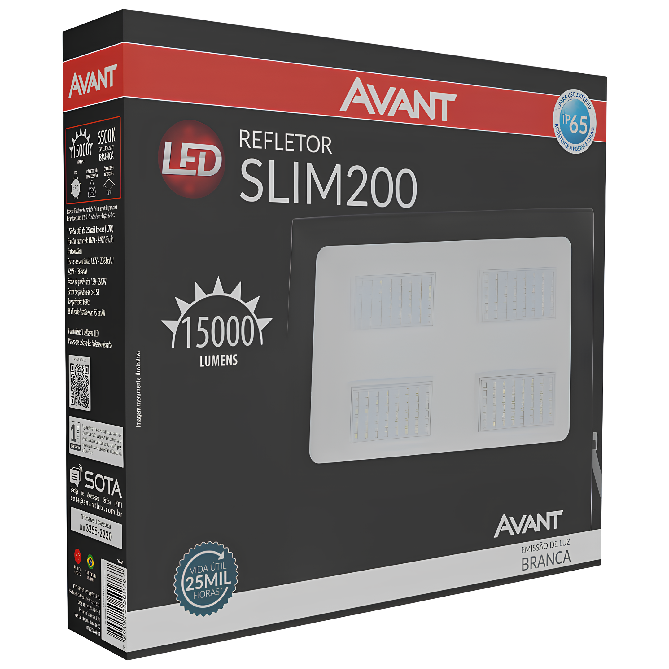 Refletor Led Slim 200W 6500K 15000Lm 120° Ip65 Bivolt Avant
