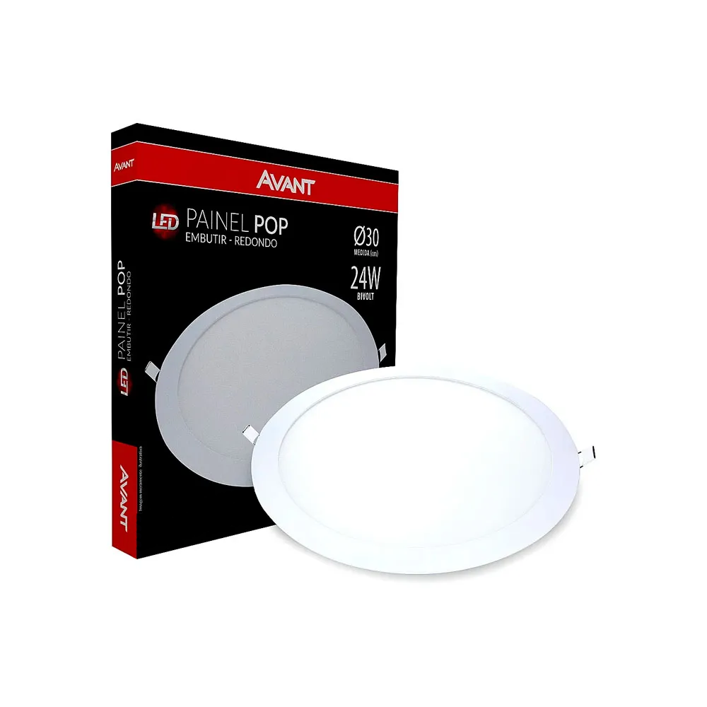 Luminaria Embutir Led Redonda 24W Bivolt 1680Lm 30Cm Avant