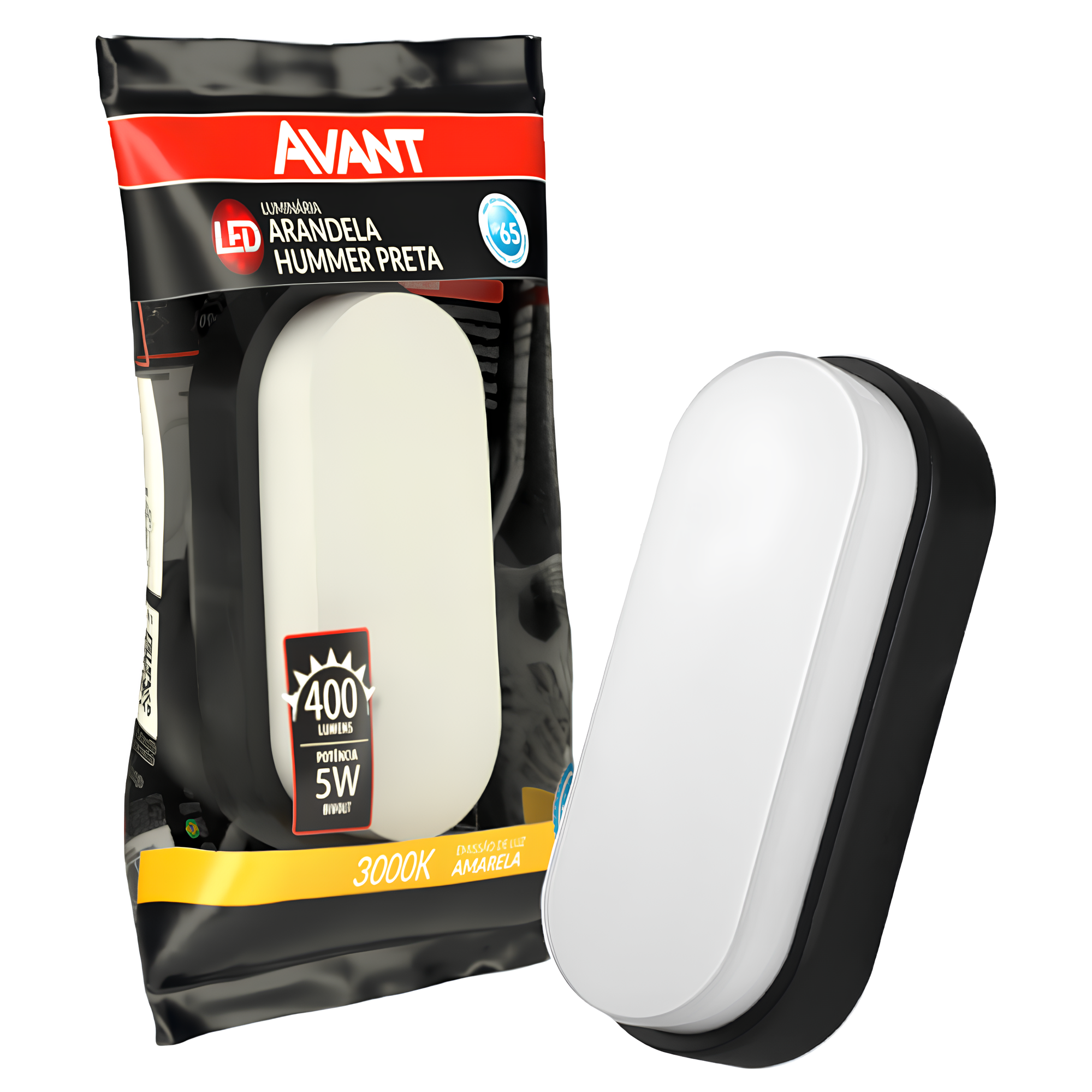 Luminaria Led Arandela Sobrepor 5W 400Lm Hummer Evo Preto Avant