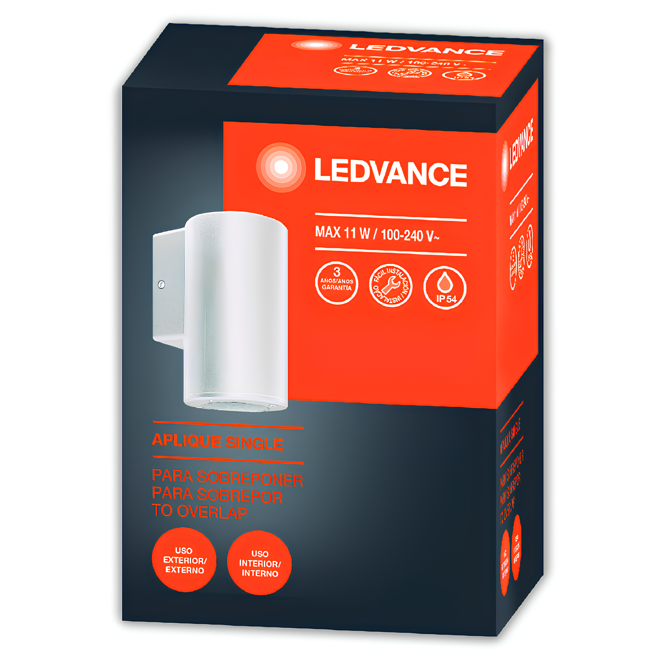 Luminaria Led Arandela Aplique Single Cylinder 1X11w Ip54 Bivolt Gu10 Ledvance