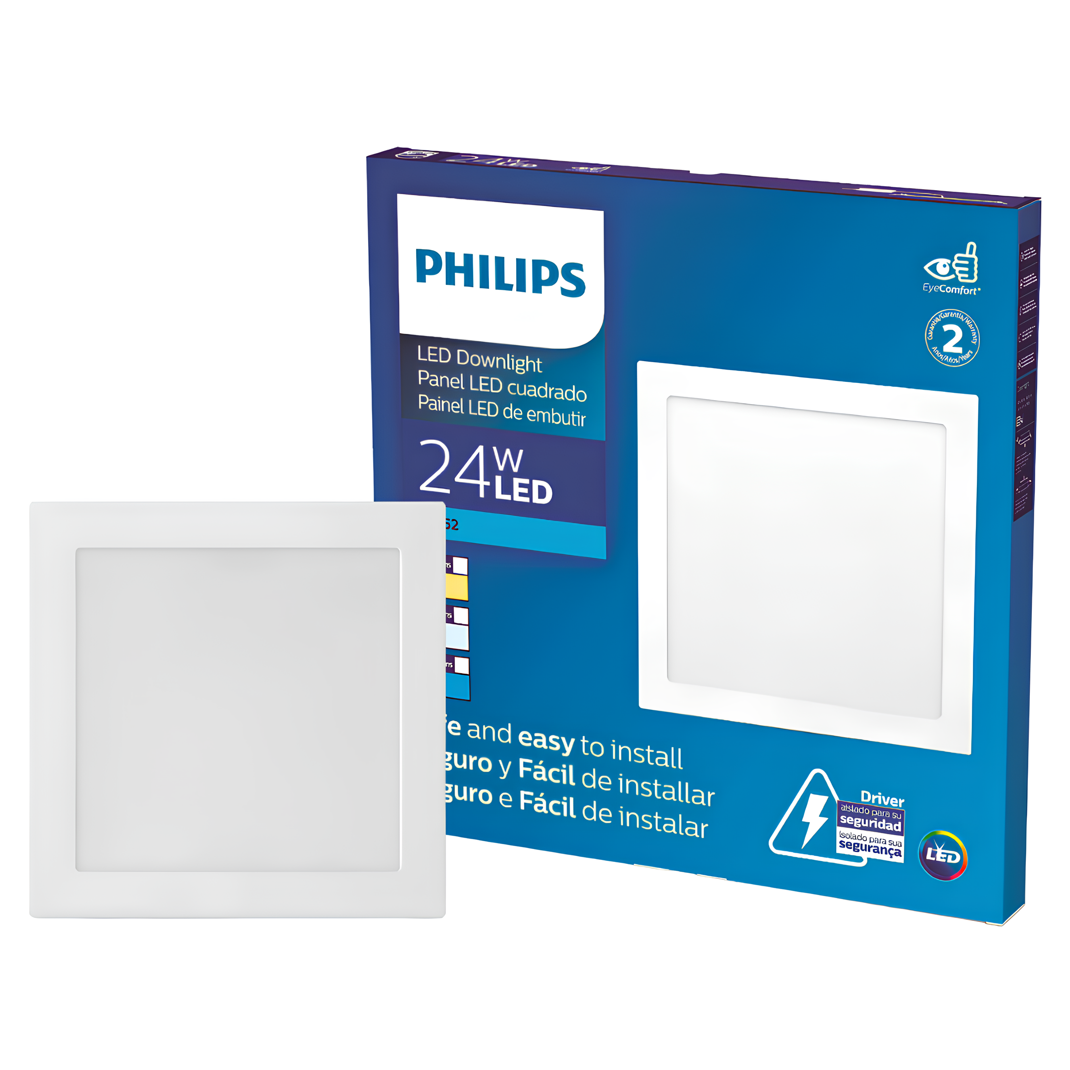 Luminária Led Quadrada Embutir 24W 2000Lm 29,3Cm Bivolt DL252 Philips