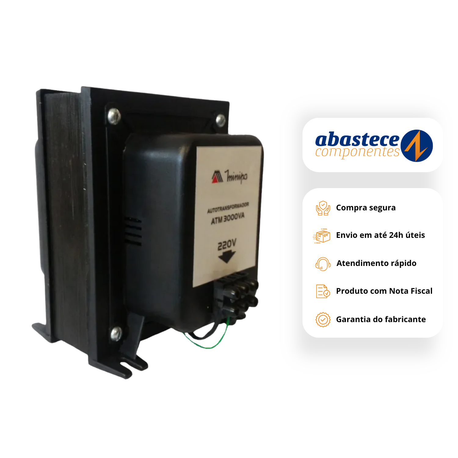 Auto Transformador ATM 3000va Bivolt 110v 220v Minipa<BR>