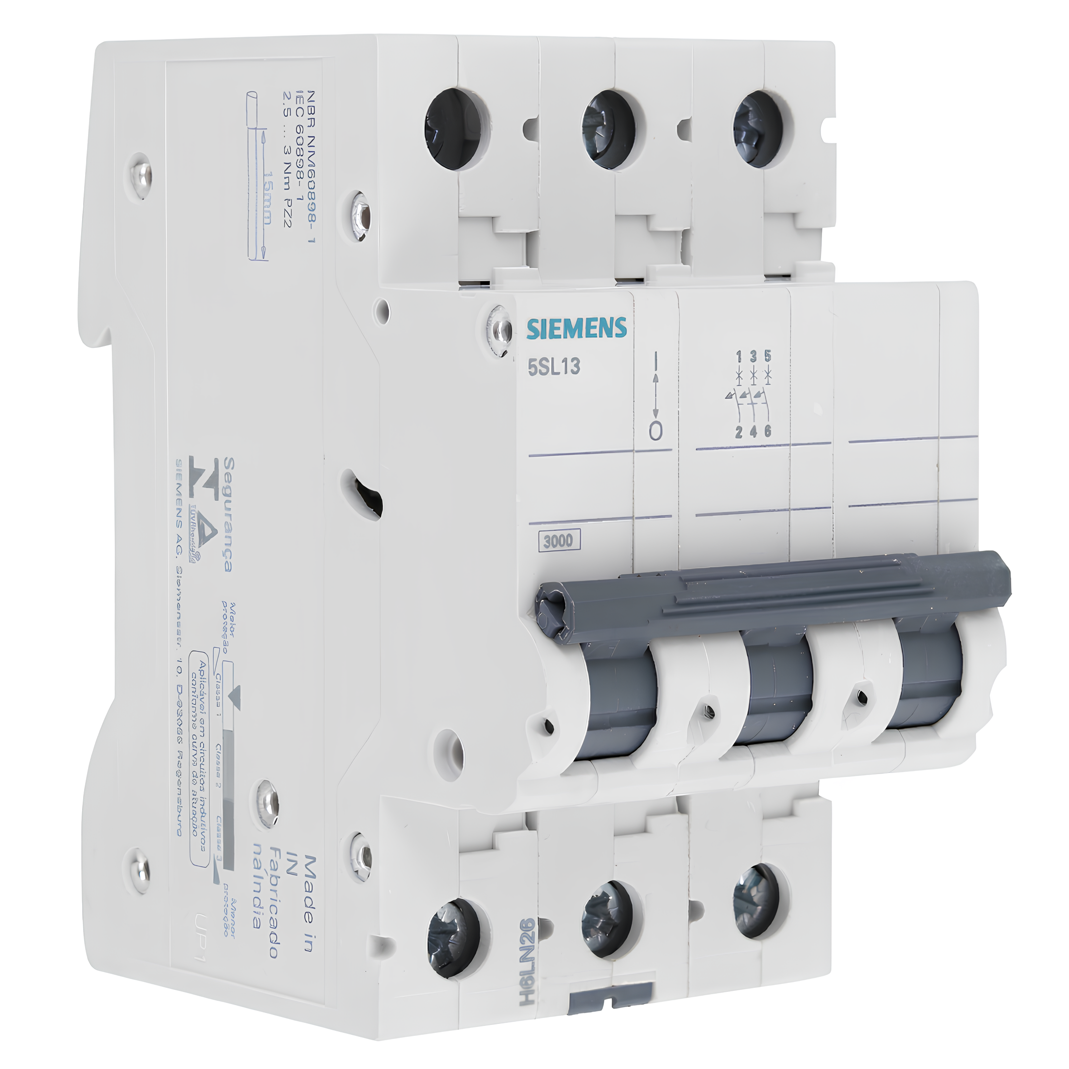 Disjuntor Tripolar 3P 70A e 80A Curva C 5Sl1 Siemens
