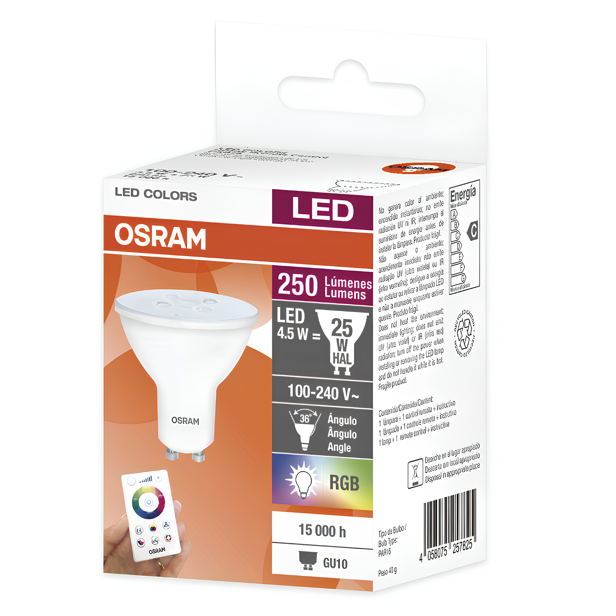 Lampada Led Dicroica Par16 4,5W Rgbw 250Lm 36° Bivolt Gu10 Osram