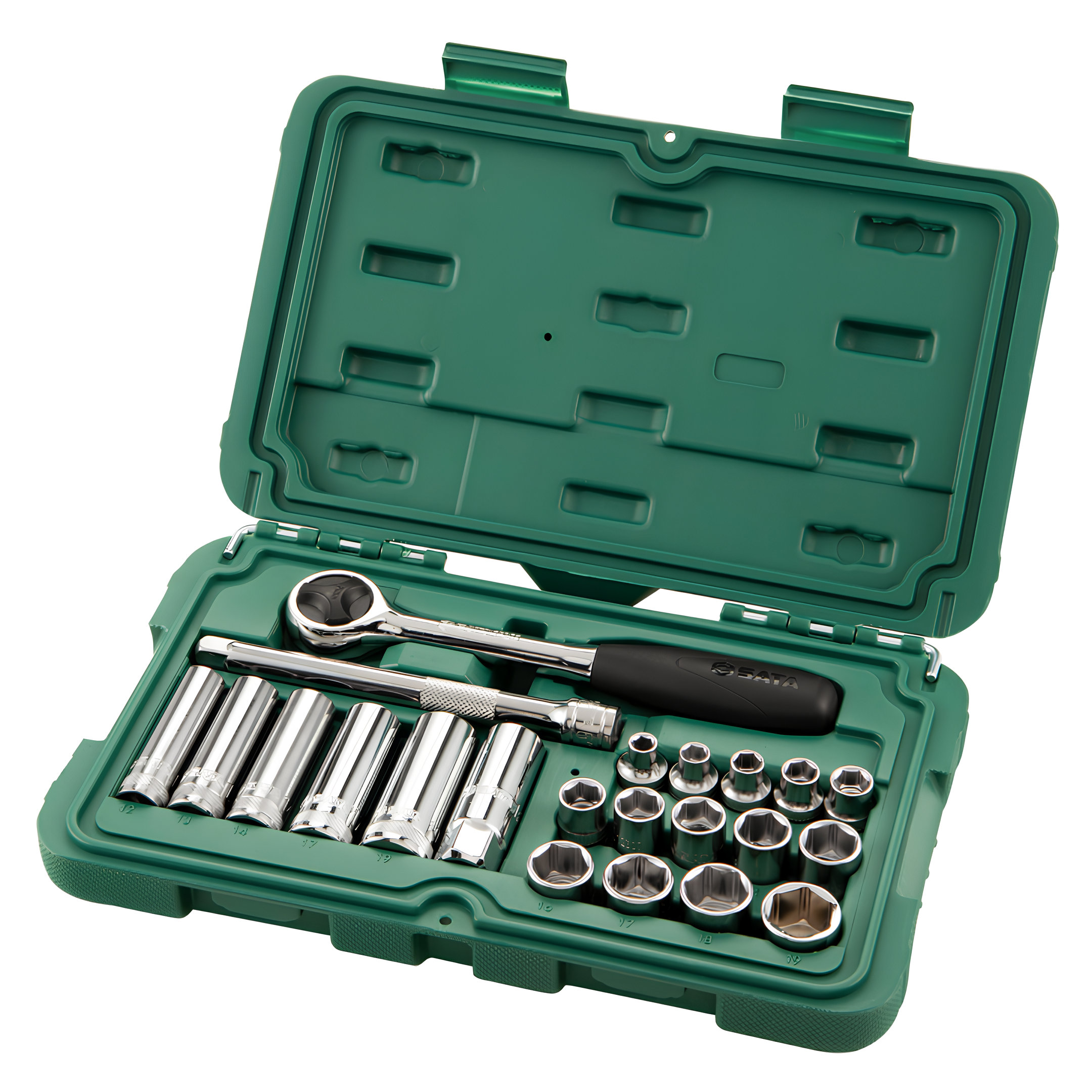 Jogo Soquetes Sextavado De 3/8" Pol Com 23 Peças ST09524 Sata