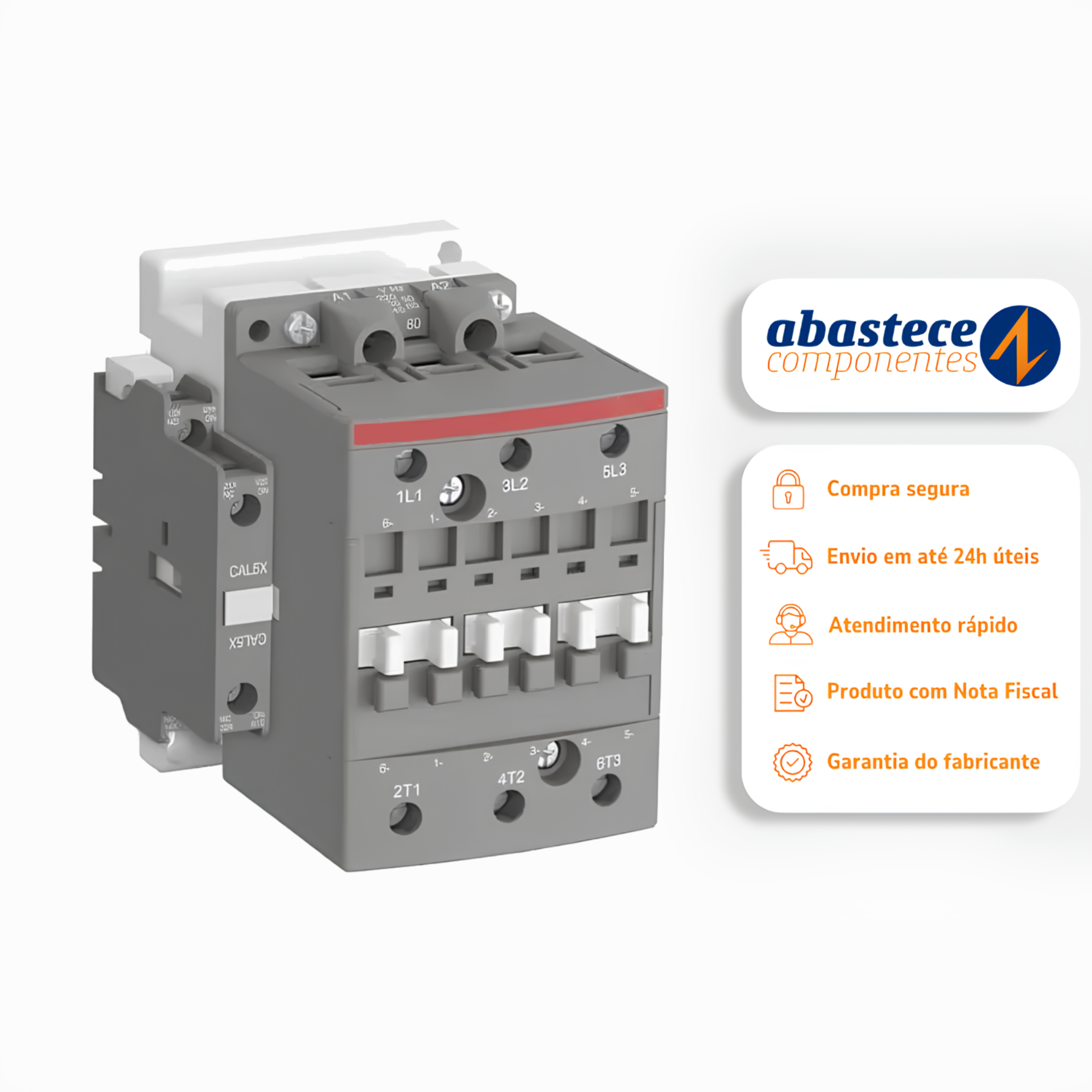Contator Forca Tripolar 380v 50a 24v Ac3 60hz 1na+1nf Abb