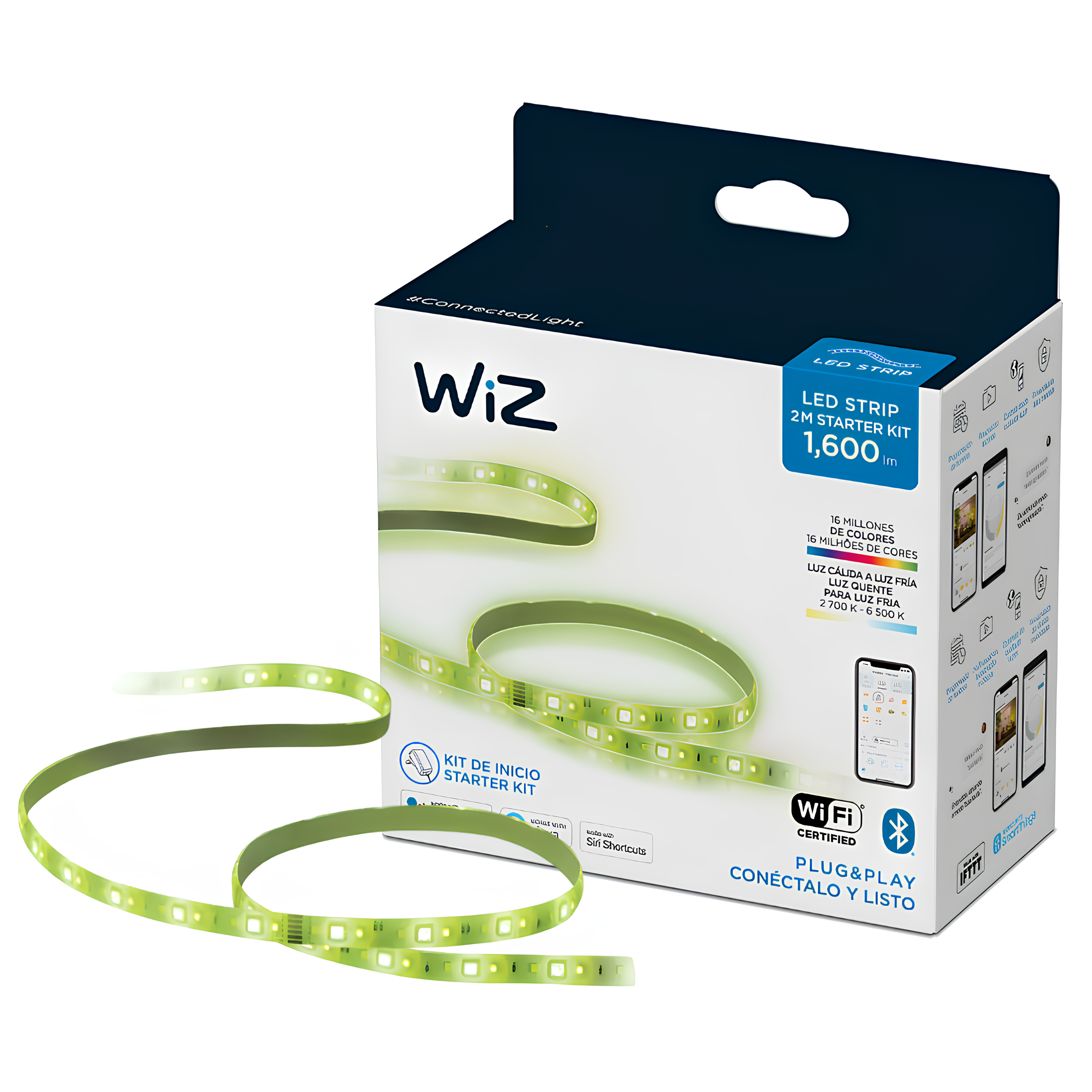 Fita Led 2 Metros Smart+ Wifi 20W Rgbw 1600Lm Ip20 Bivolt 12V Wiz