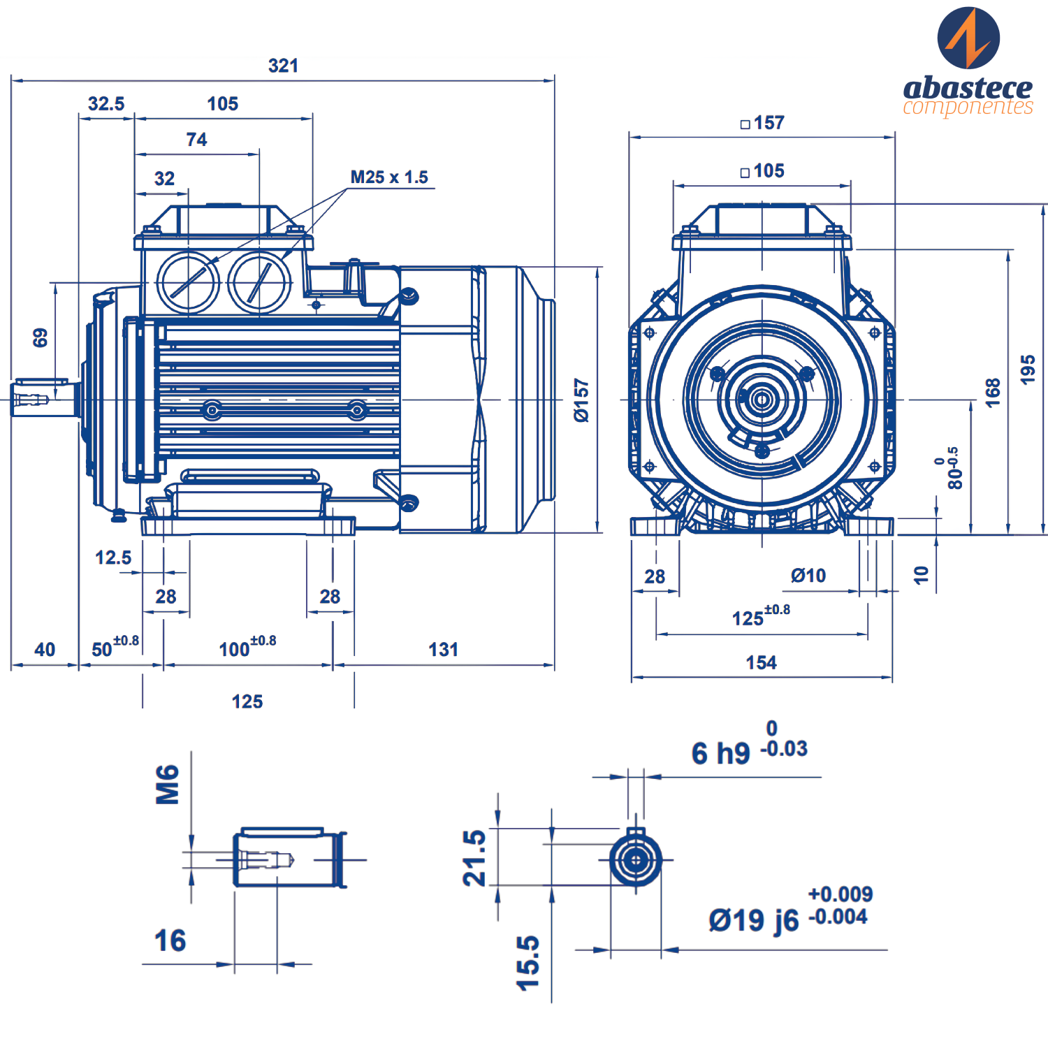 Motor Elétrico Trifásico 1,5CV/1,1kW 4 Polos Abb
