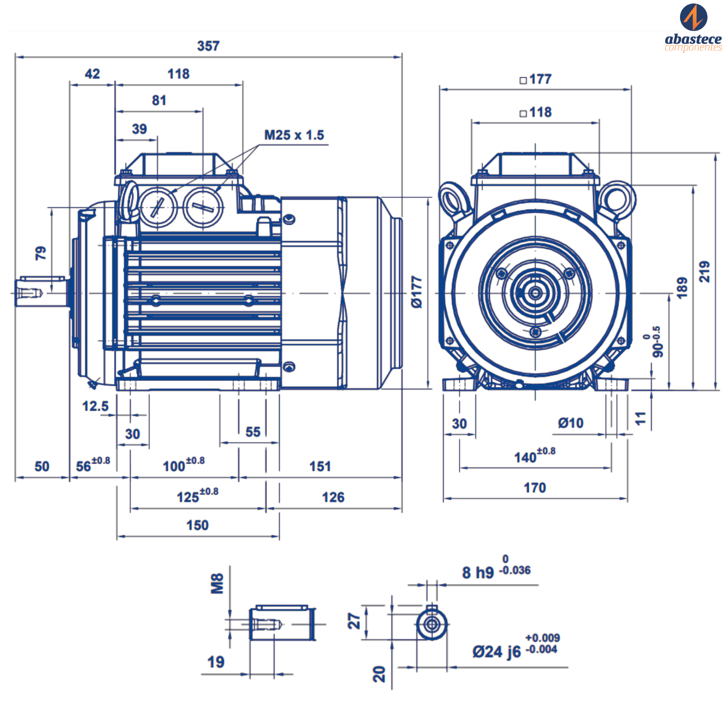 Motor Elétrico Trifásico 7,5CV/5,5kW 4 Polos Abb