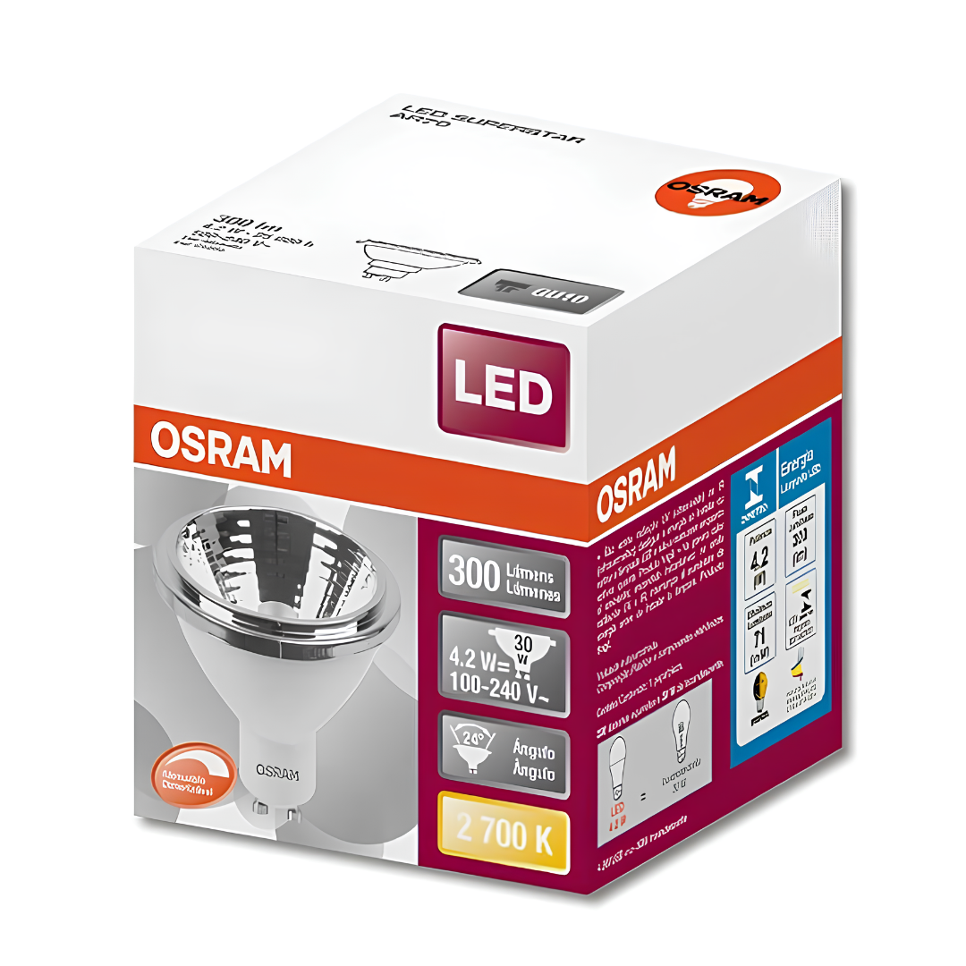 Lampada Led Ar70 Dimerizavel 4,2W 2700K 300Lm 24° Bivolt Osram